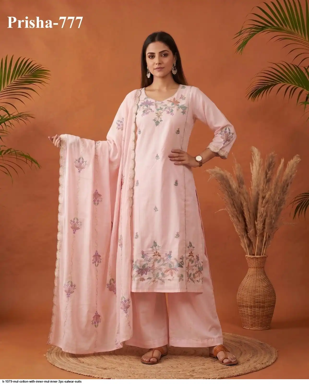 K 1079 MUL COTTON WITH INNER MUL INNER 3PC SALWAR SUITS 10