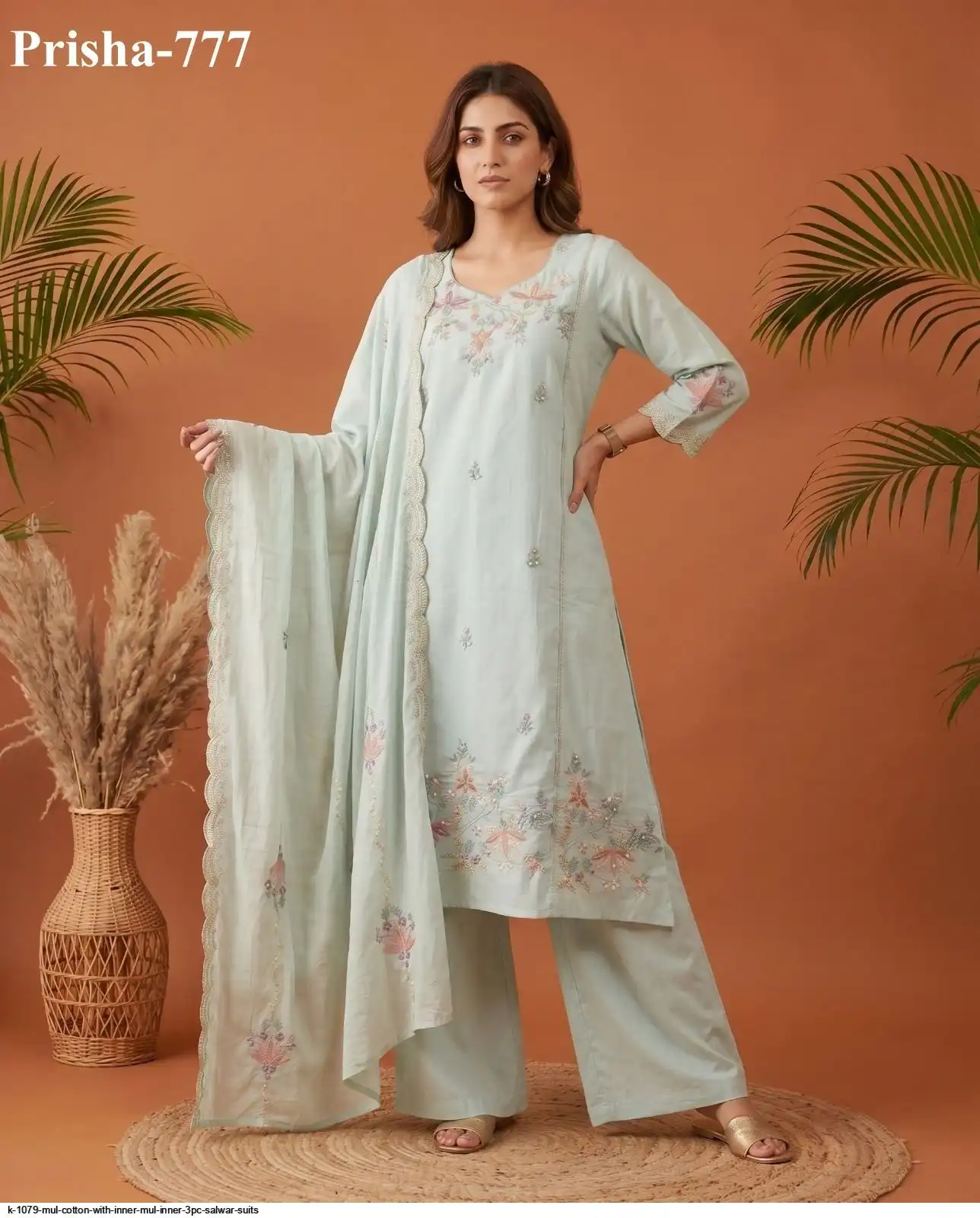 K 1079 MUL COTTON WITH INNER MUL INNER 3PC SALWAR SUITS 11