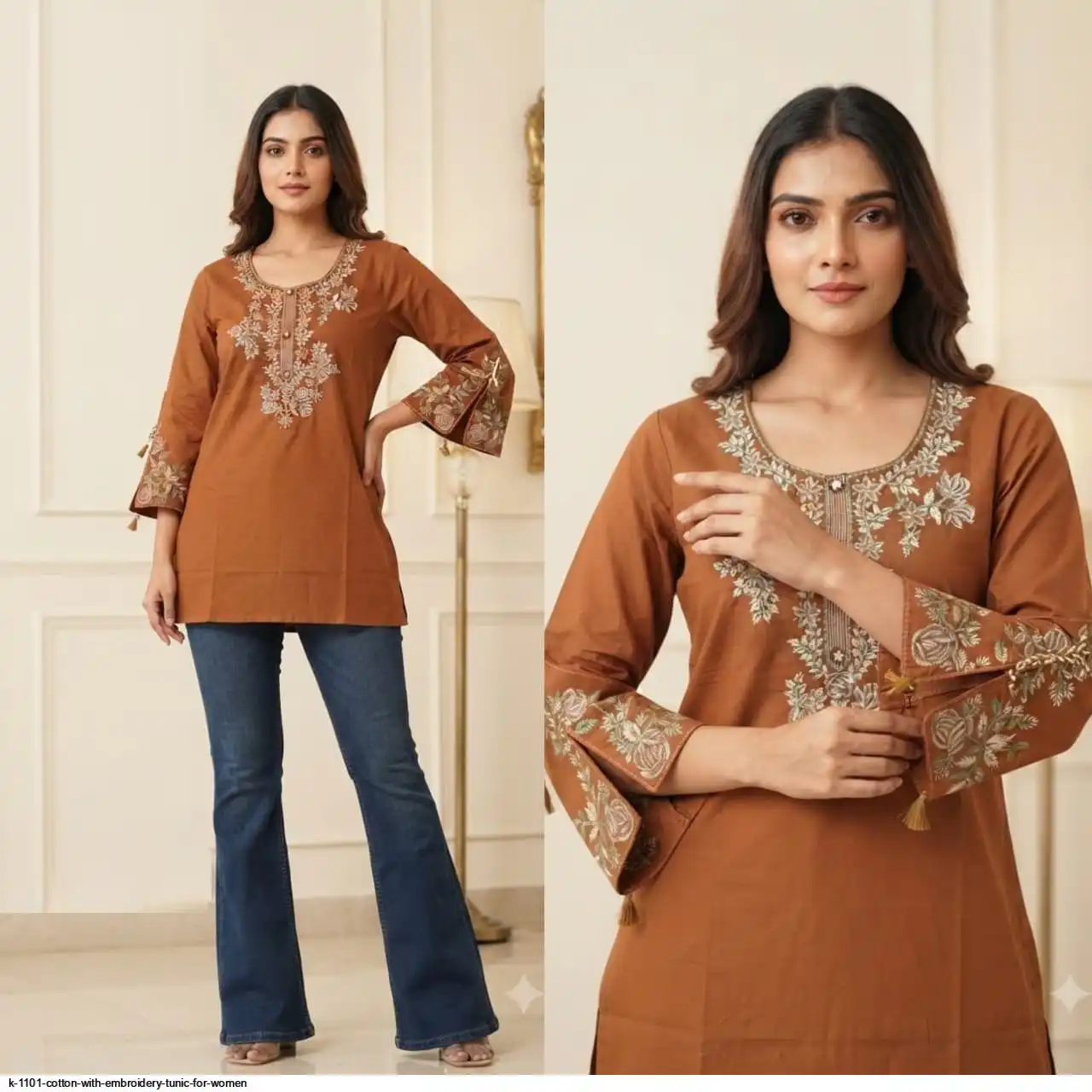 K 1101 COTTON WITH EMBROIDERY TUNIC FOR WOMEN 3