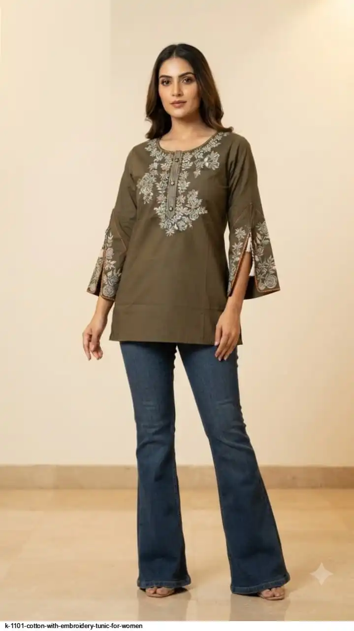 K 1101 COTTON WITH EMBROIDERY TUNIC FOR WOMEN 5