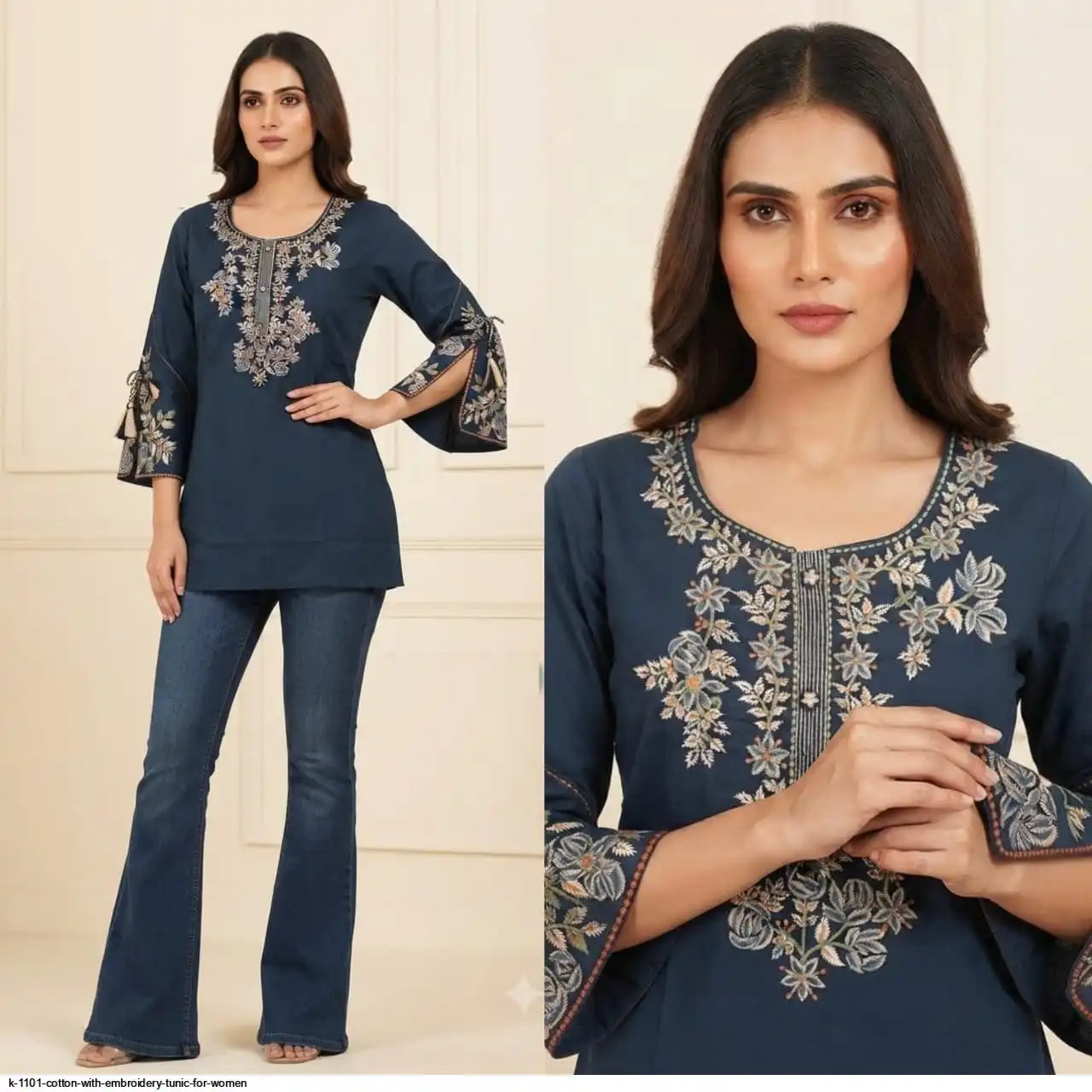 K 1101 COTTON WITH EMBROIDERY TUNIC FOR WOMEN 4