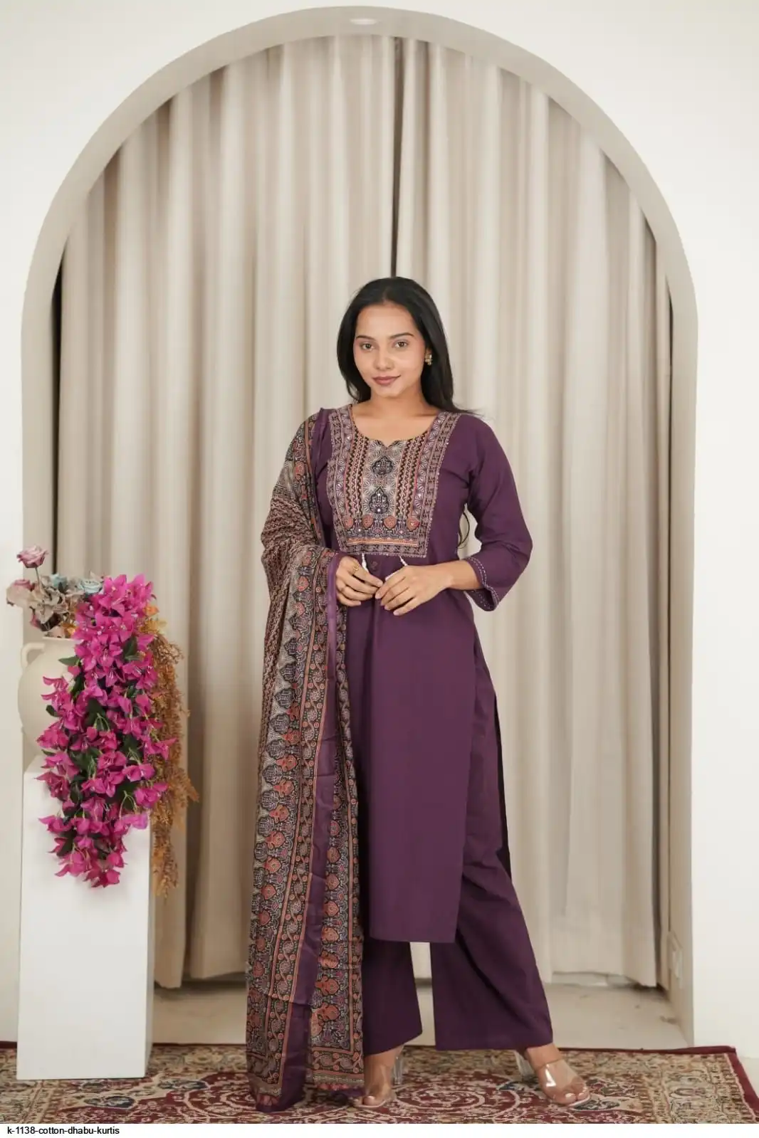 K 1138 COTTON DHABU KURTIS C