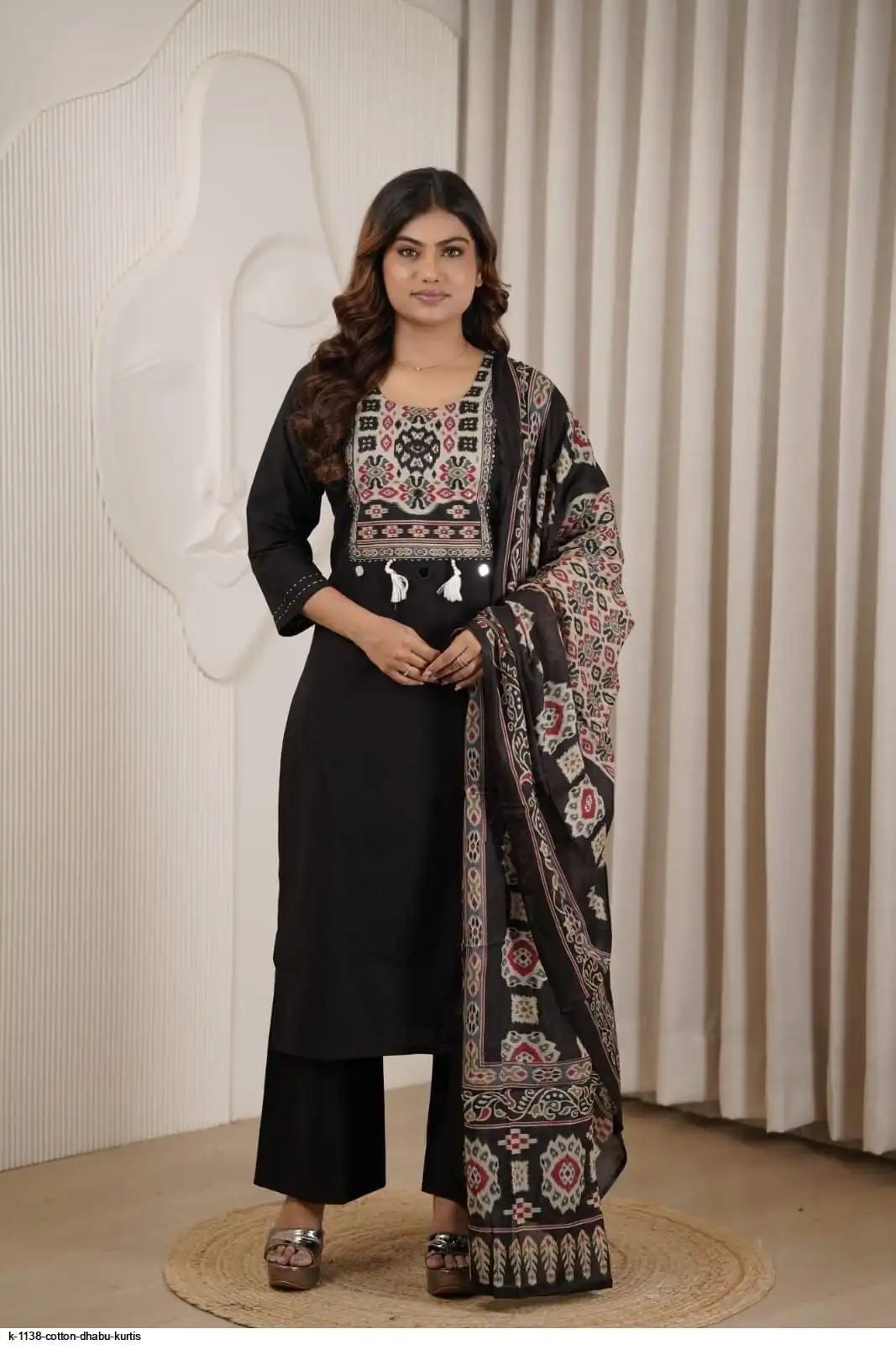 K 1138 COTTON DHABU KURTIS F