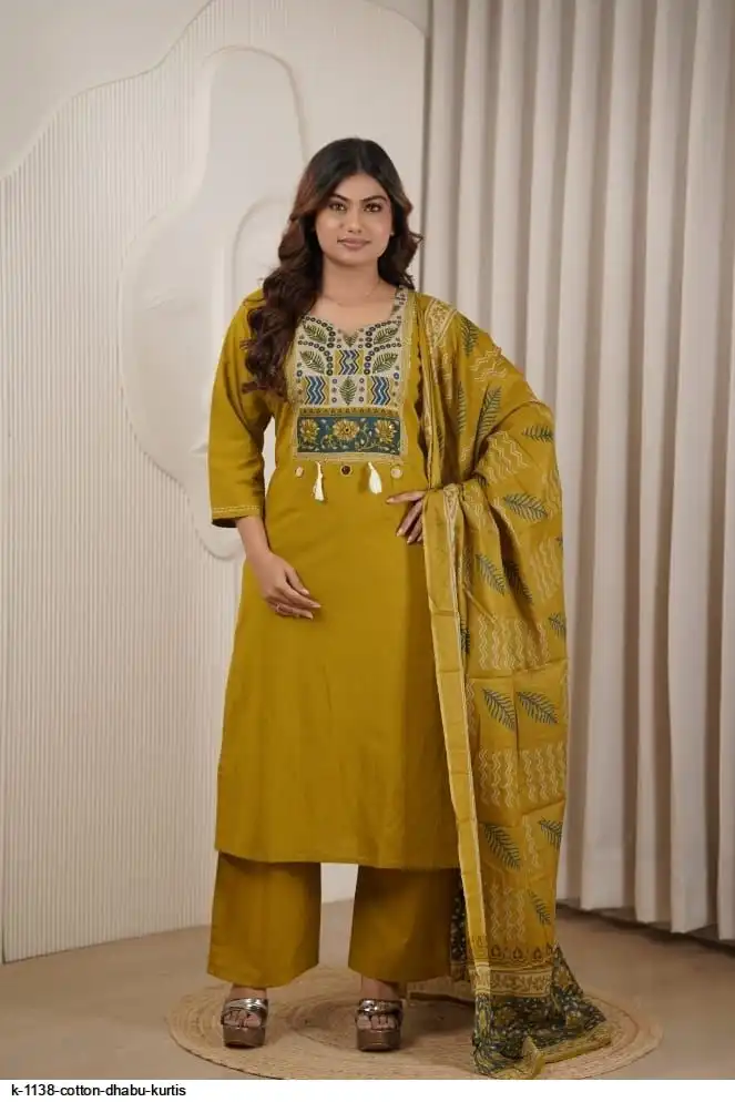 K 1138 COTTON DHABU KURTIS H
