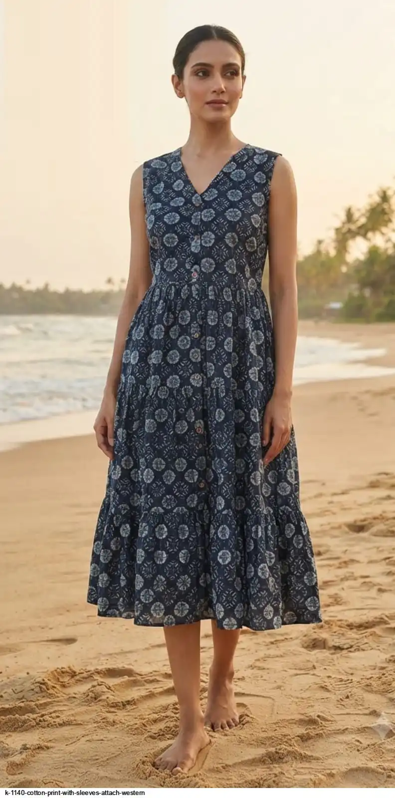 K 1140 COTTON PRINT WITH SLEEVES ATTACH WESTERN E