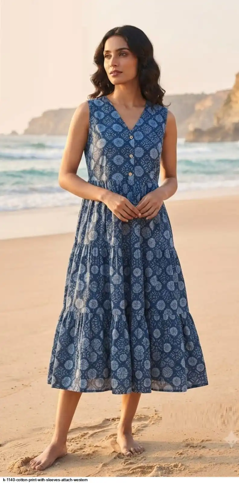 K 1140 COTTON PRINT WITH SLEEVES ATTACH WESTERN F