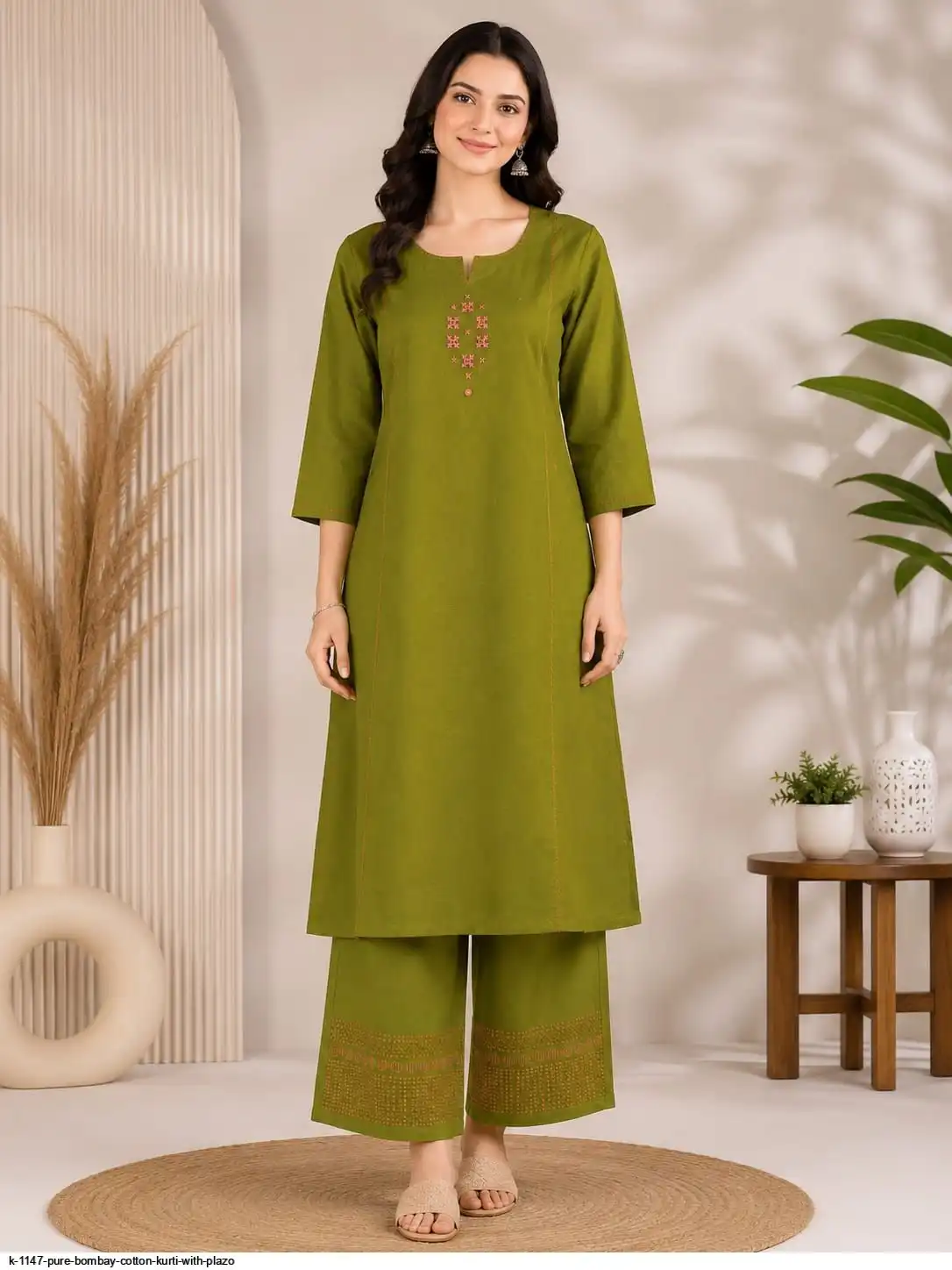 K 1147 PURE BOMBAY COTTON KURTI WITH PLAZO E