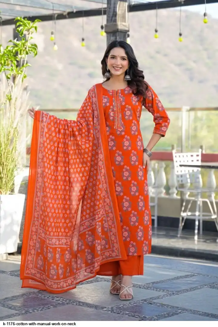 K 1176 COTTON WITH MANUAL WORK ON NECK G