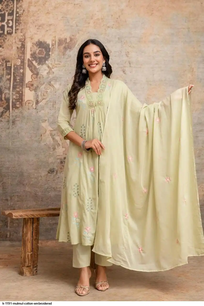 K 1191 MULMUL COTTON EMBROIDERED C