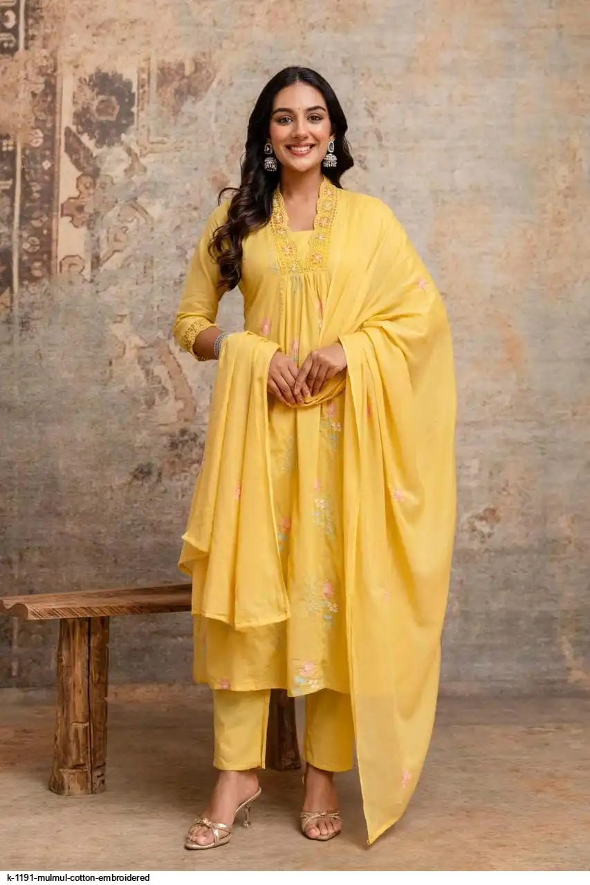 K 1191 MULMUL COTTON EMBROIDERED B