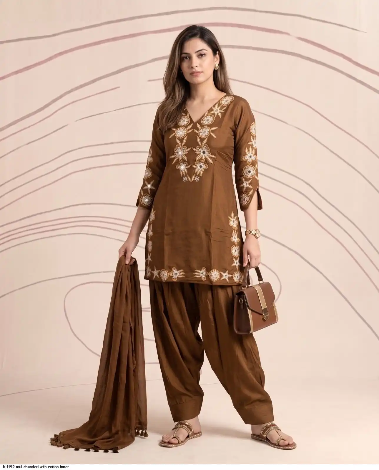 K 1192 MUL CHANDERI WITH COTTON INNER B