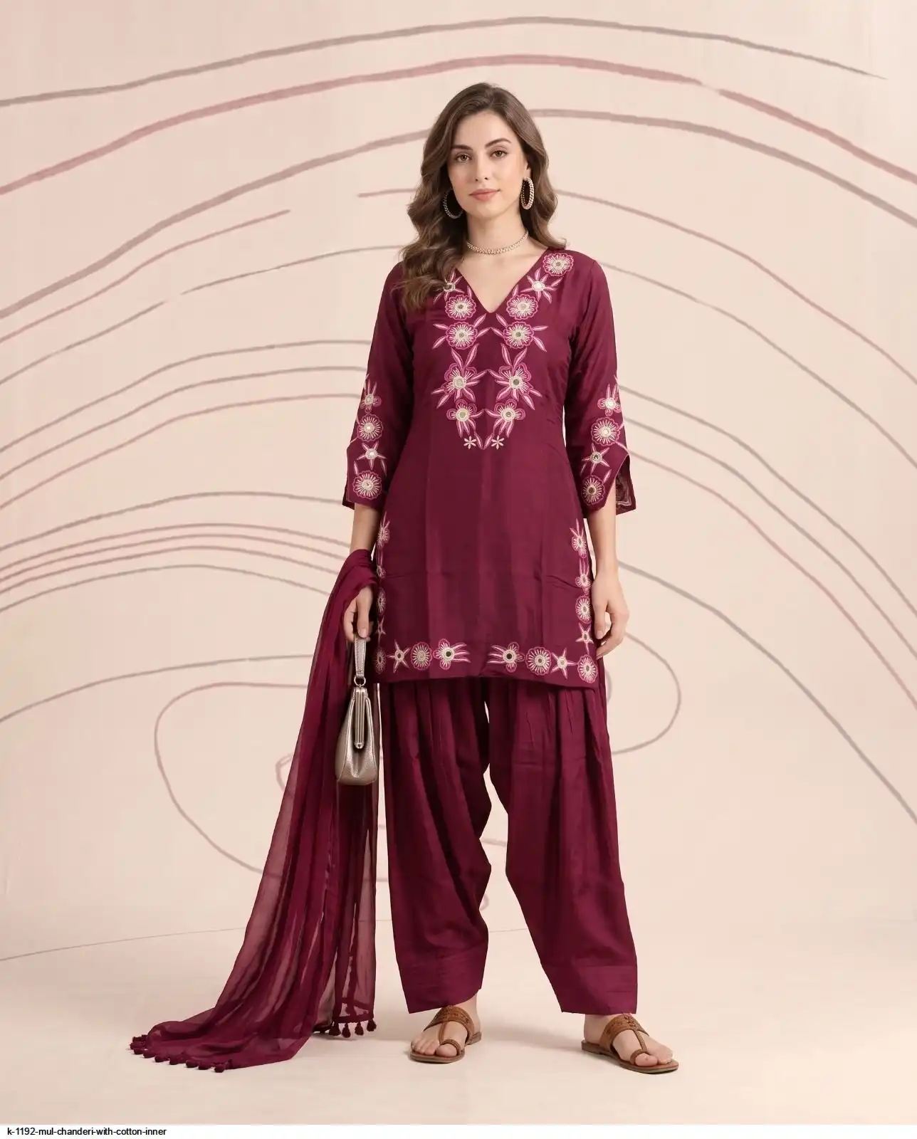 K 1192 MUL CHANDERI WITH COTTON INNER E