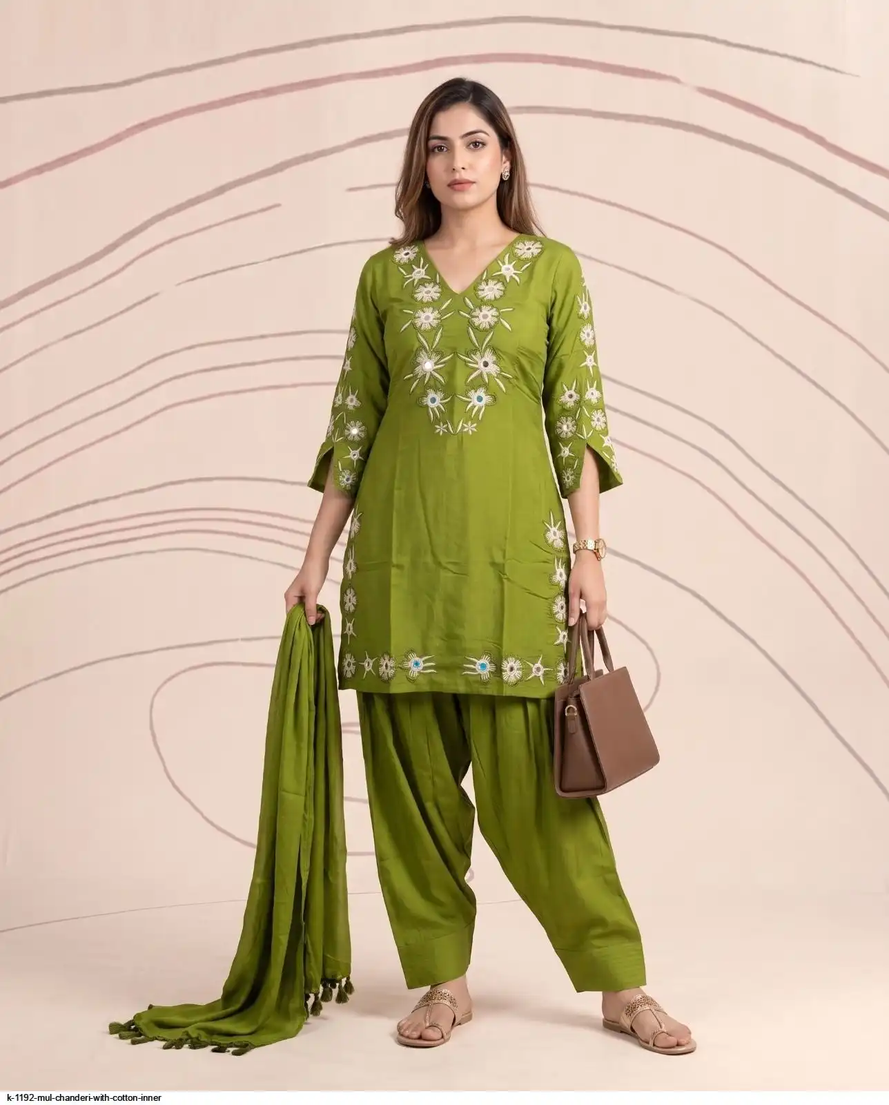 K 1192 MUL CHANDERI WITH COTTON INNER D