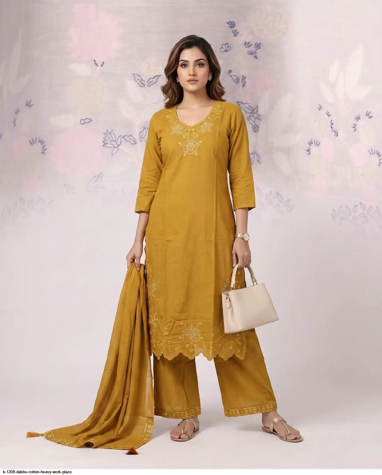 K 1208 DABBU COTTON HEAVY WORK PLAZO A