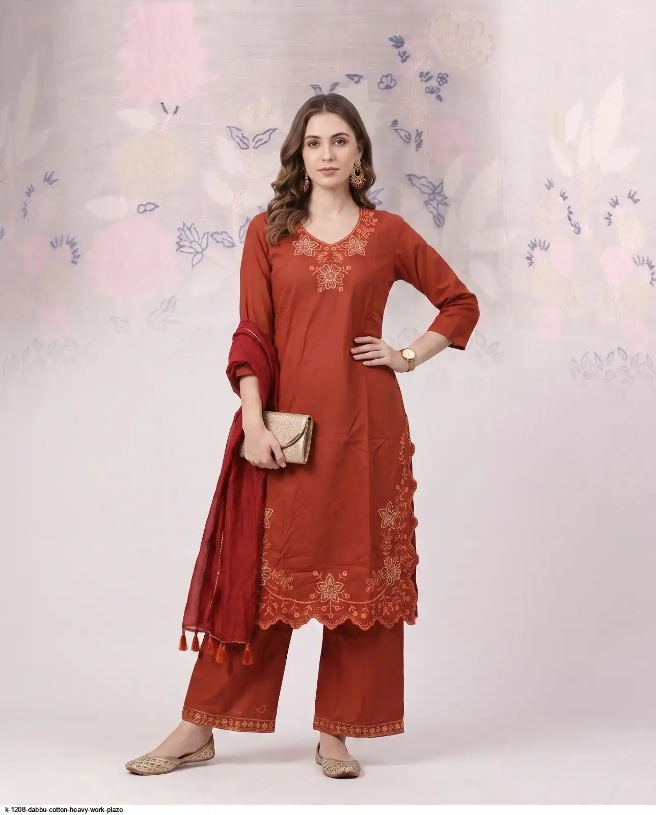 K 1208 DABBU COTTON HEAVY WORK PLAZO C