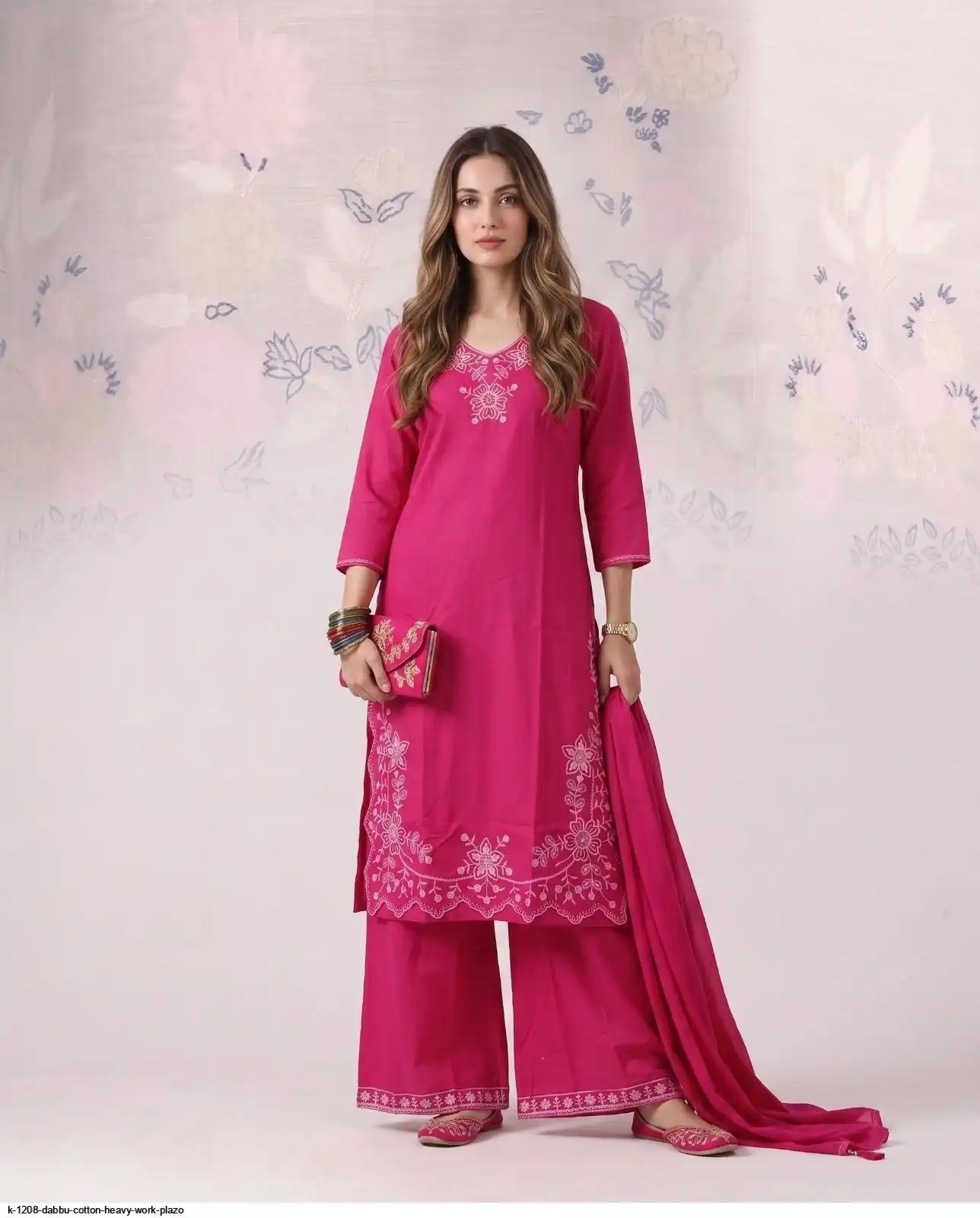K 1208 DABBU COTTON HEAVY WORK PLAZO D