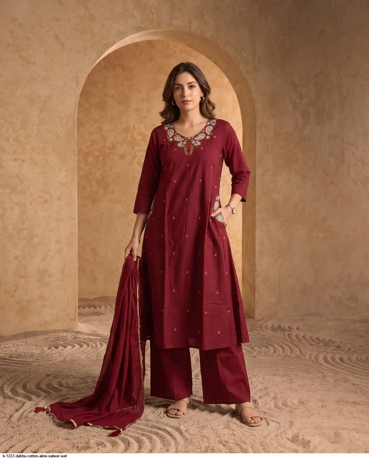 K 1222 DABBU COTTON ALINE SALWAR SUIT 1