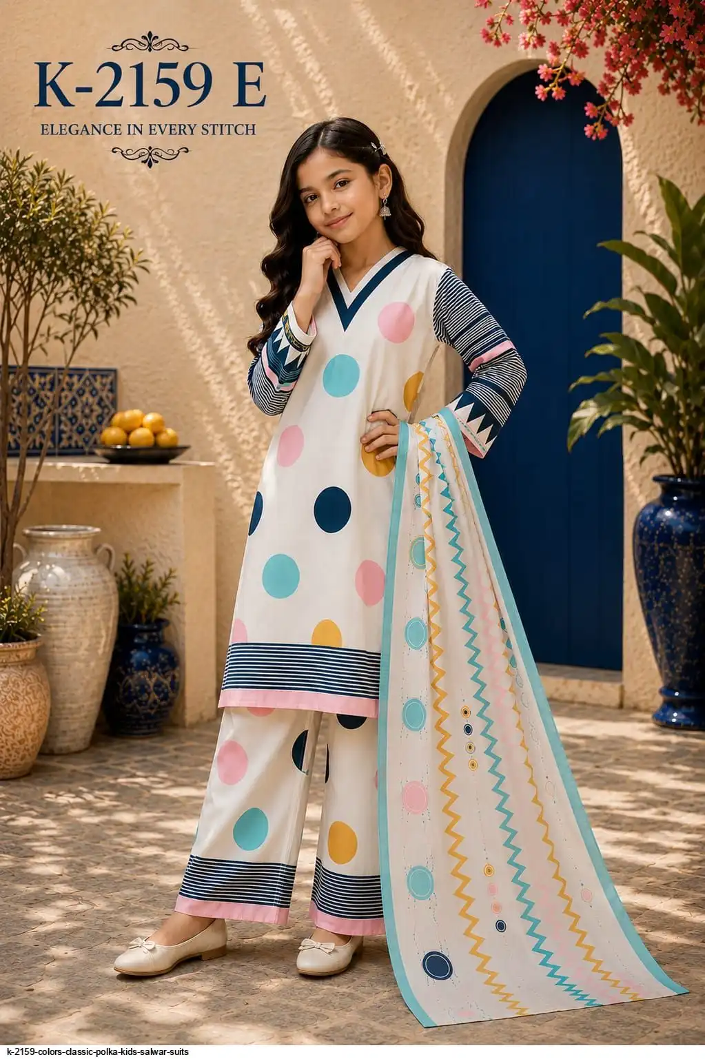 K 2159 COLORS CLASSIC POLKA KIDS SALWAR SUITS 3
