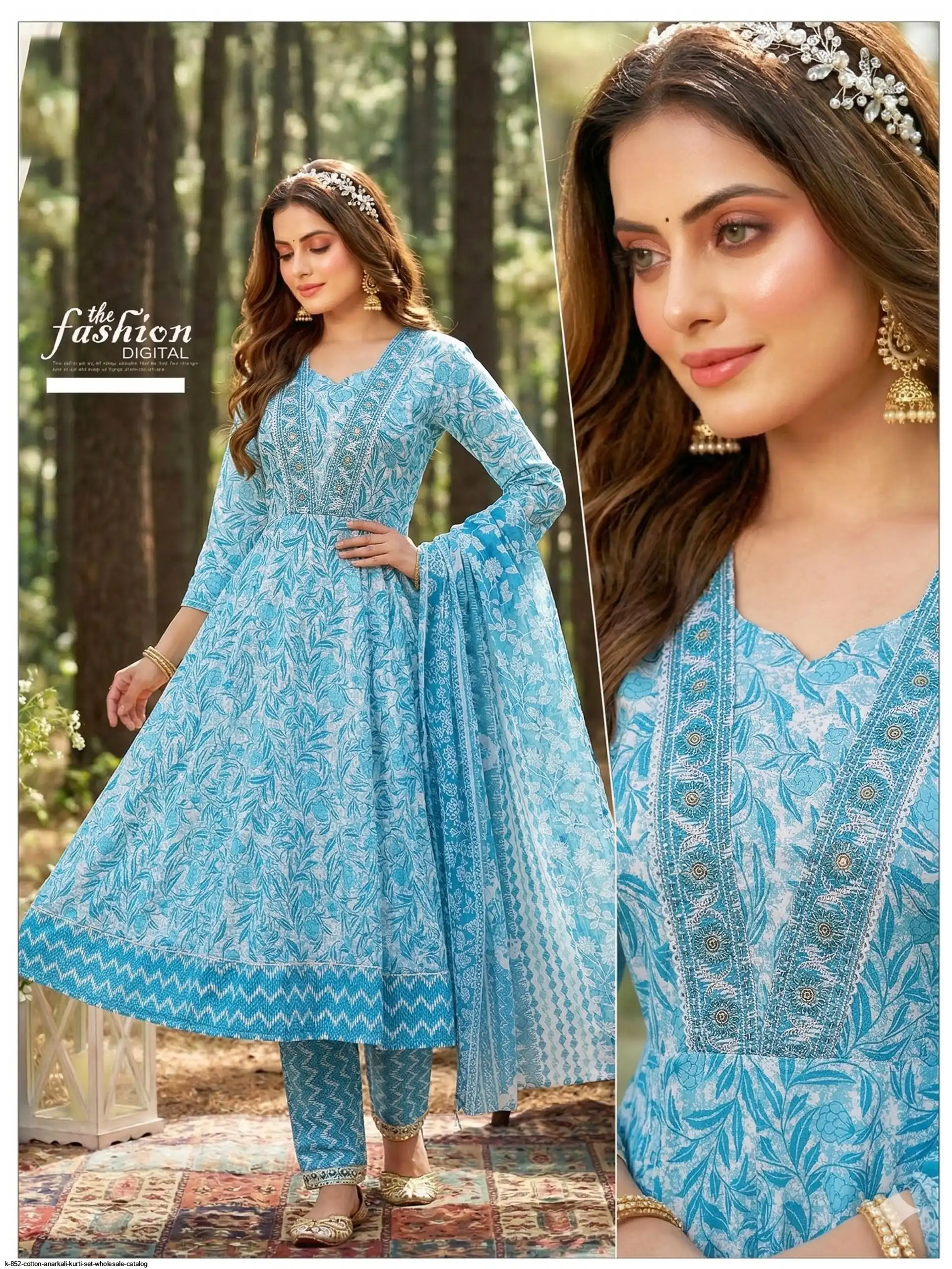K 852 COTTON ANARKALI KURTI SET WHOLESALE CATALOG A