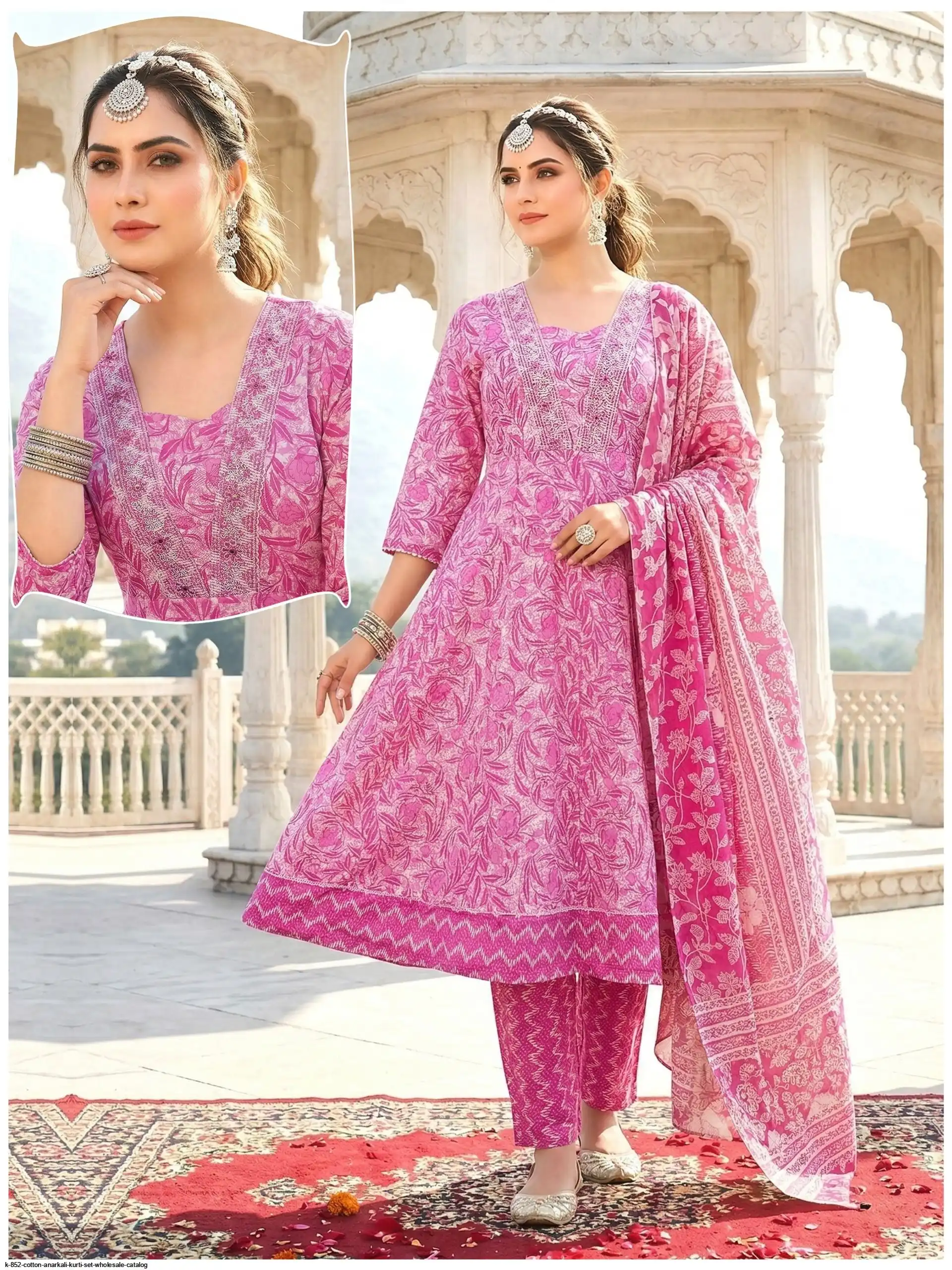 K 852 COTTON ANARKALI KURTI SET WHOLESALE CATALOG G