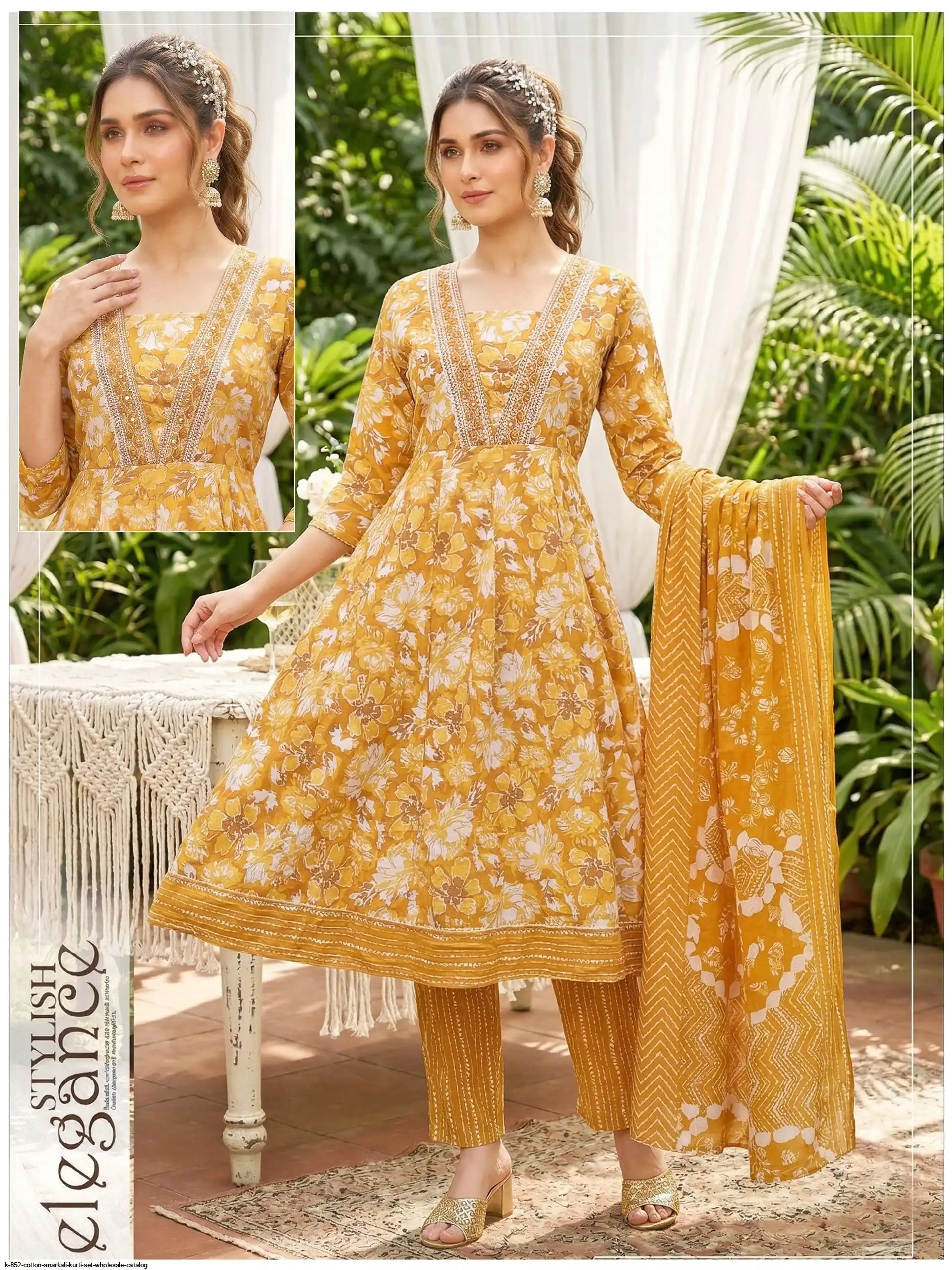 K 852 COTTON ANARKALI KURTI SET WHOLESALE CATALOG I