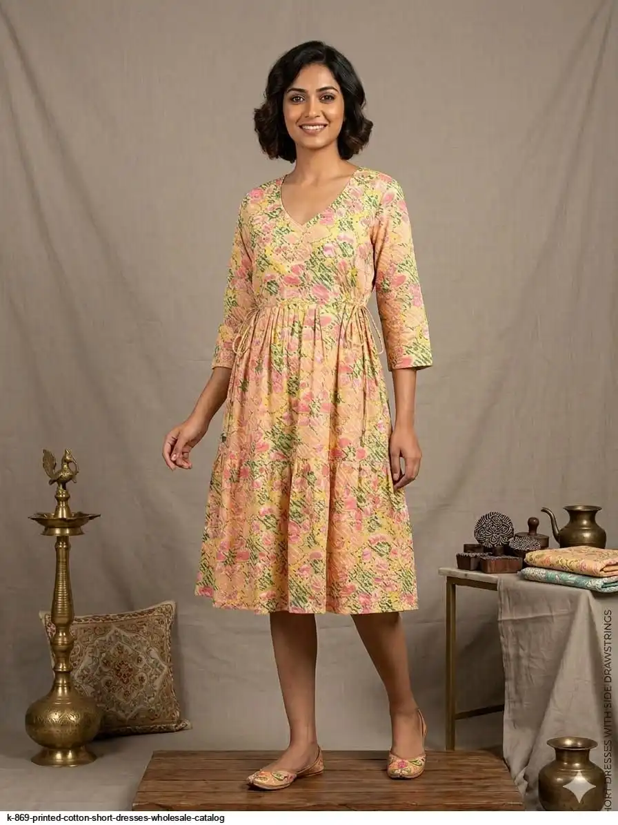 K 869 PRINTED COTTON SHORT DRESSES WHOLESALE CATALOG B