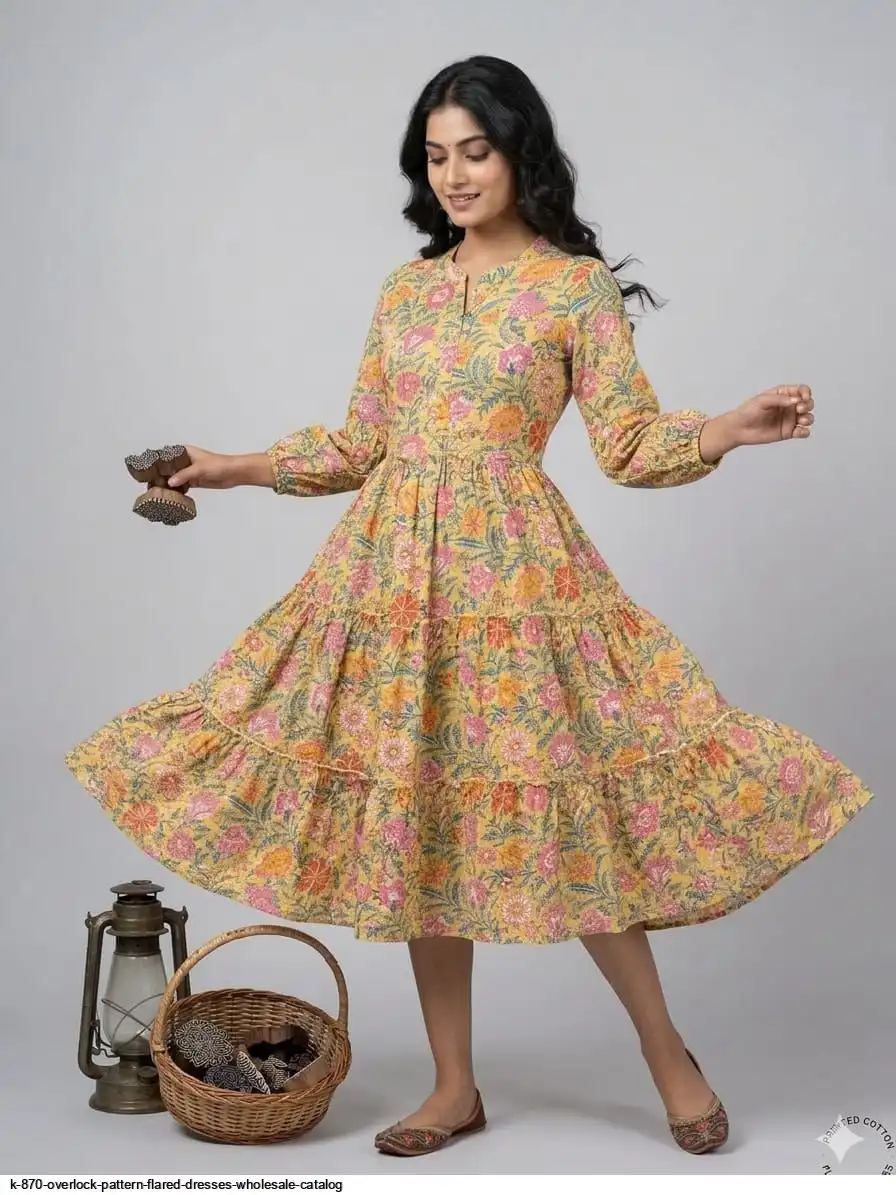 K 870 OVERLOCK PATTERN FLARED DRESSES WHOLESALE CATALOG B
