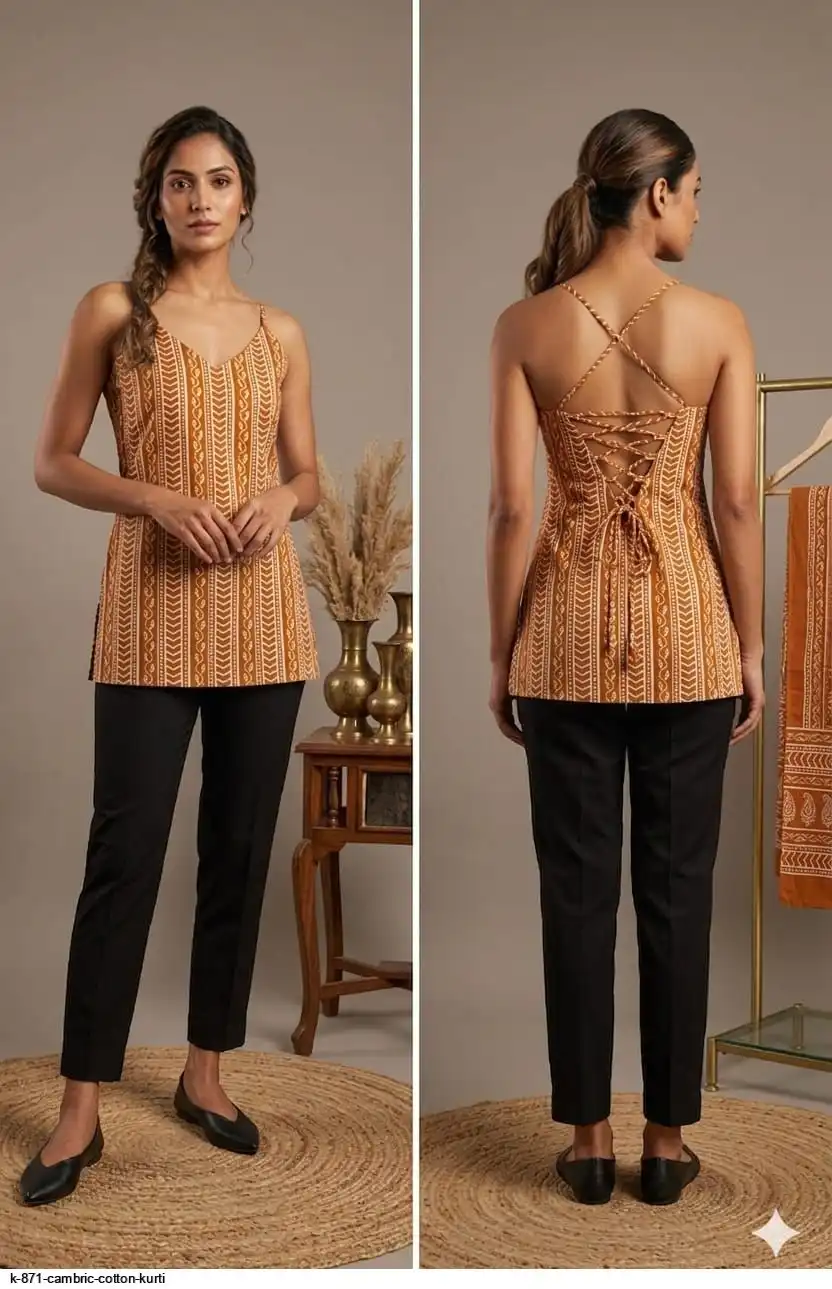 K 871 CAMBRIC COTTON KURTI I
