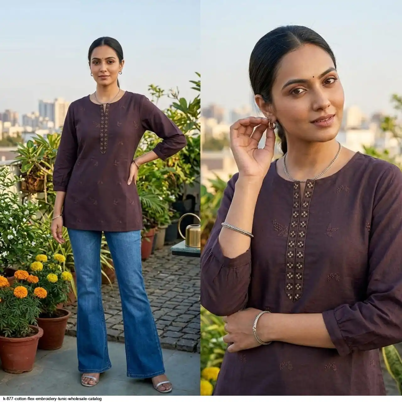 K 877 COTTON FLEX EMBROIDERY TUNIC WHOLESALE CATALOG A