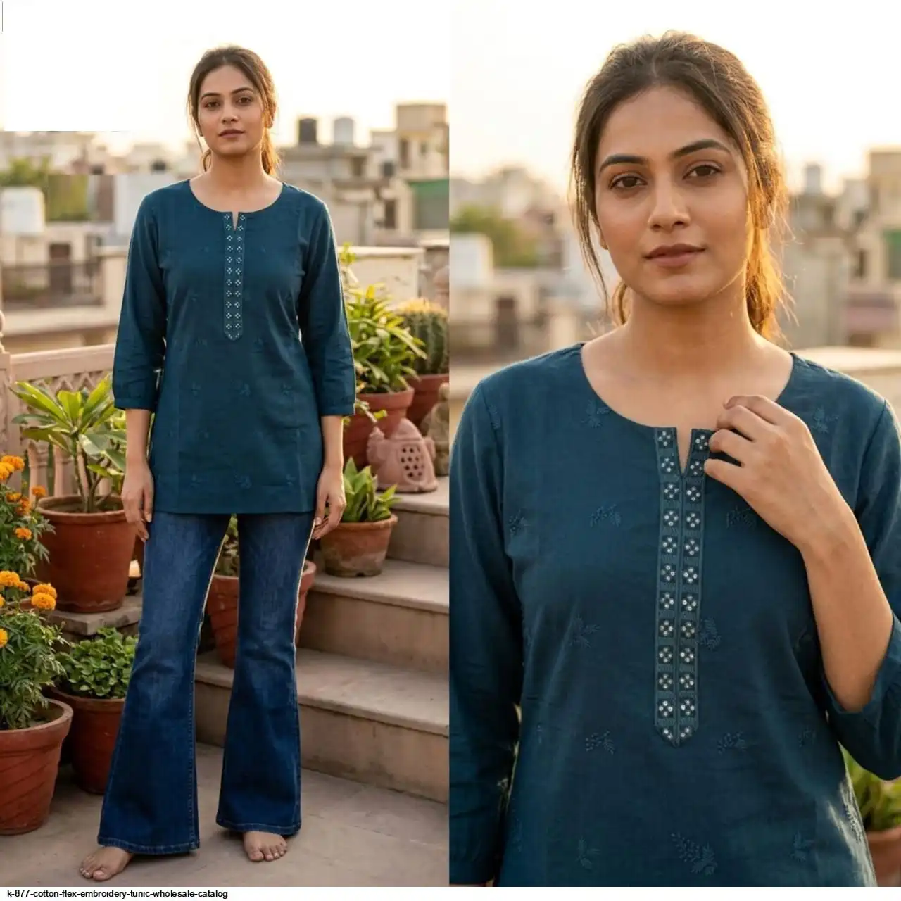 K 877 COTTON FLEX EMBROIDERY TUNIC WHOLESALE CATALOG C