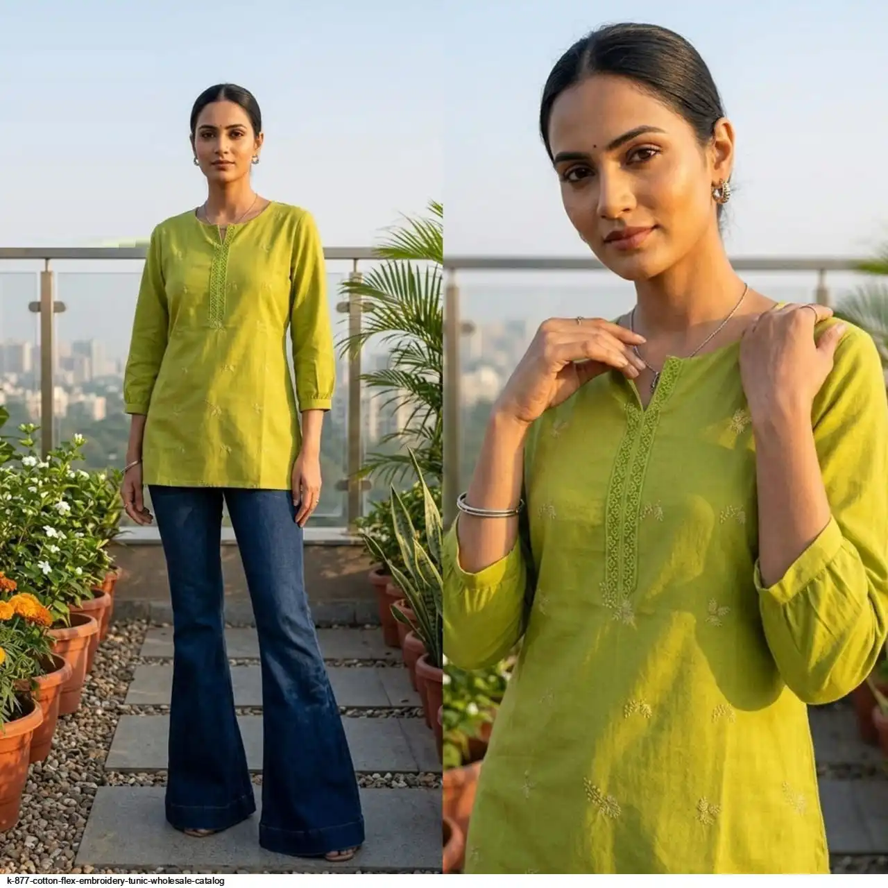 K 877 COTTON FLEX EMBROIDERY TUNIC WHOLESALE CATALOG E