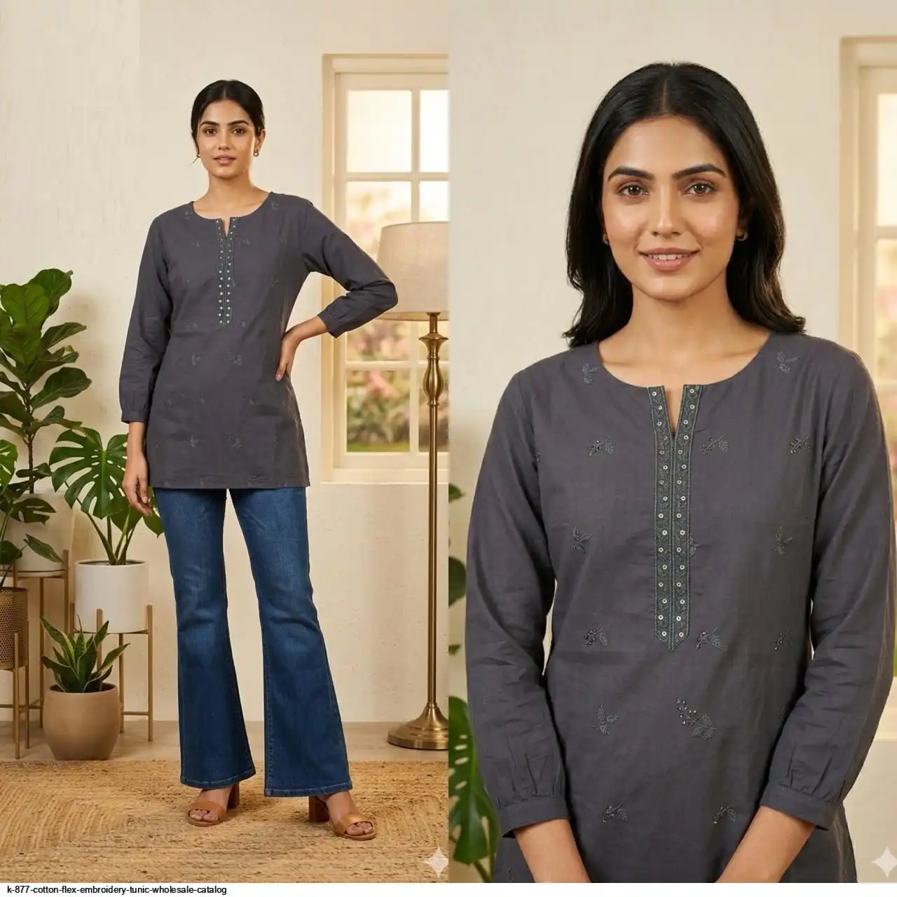 K 877 COTTON FLEX EMBROIDERY TUNIC WHOLESALE CATALOG D