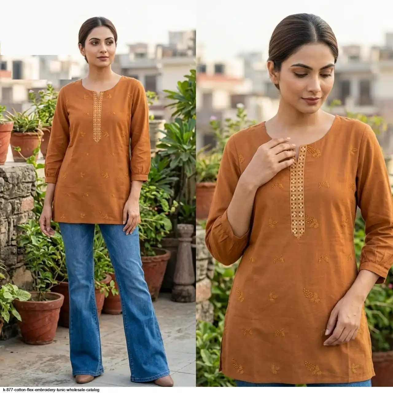 K 877 COTTON FLEX EMBROIDERY TUNIC WHOLESALE CATALOG G