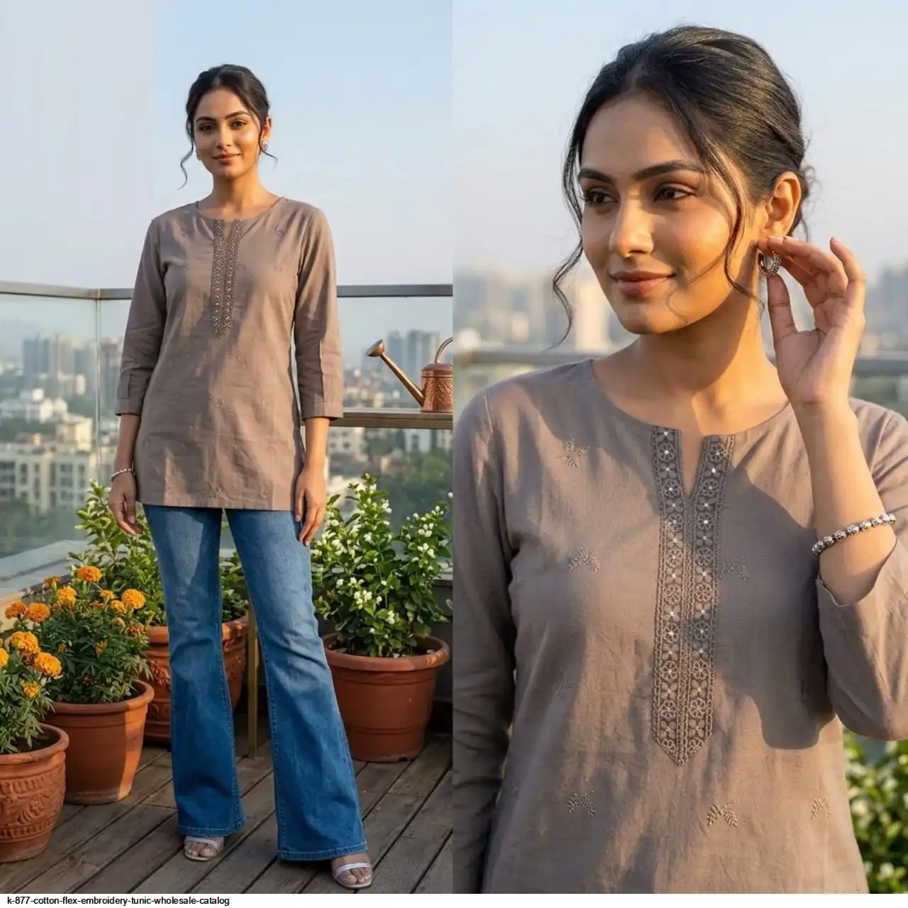 K 877 COTTON FLEX EMBROIDERY TUNIC WHOLESALE CATALOG H