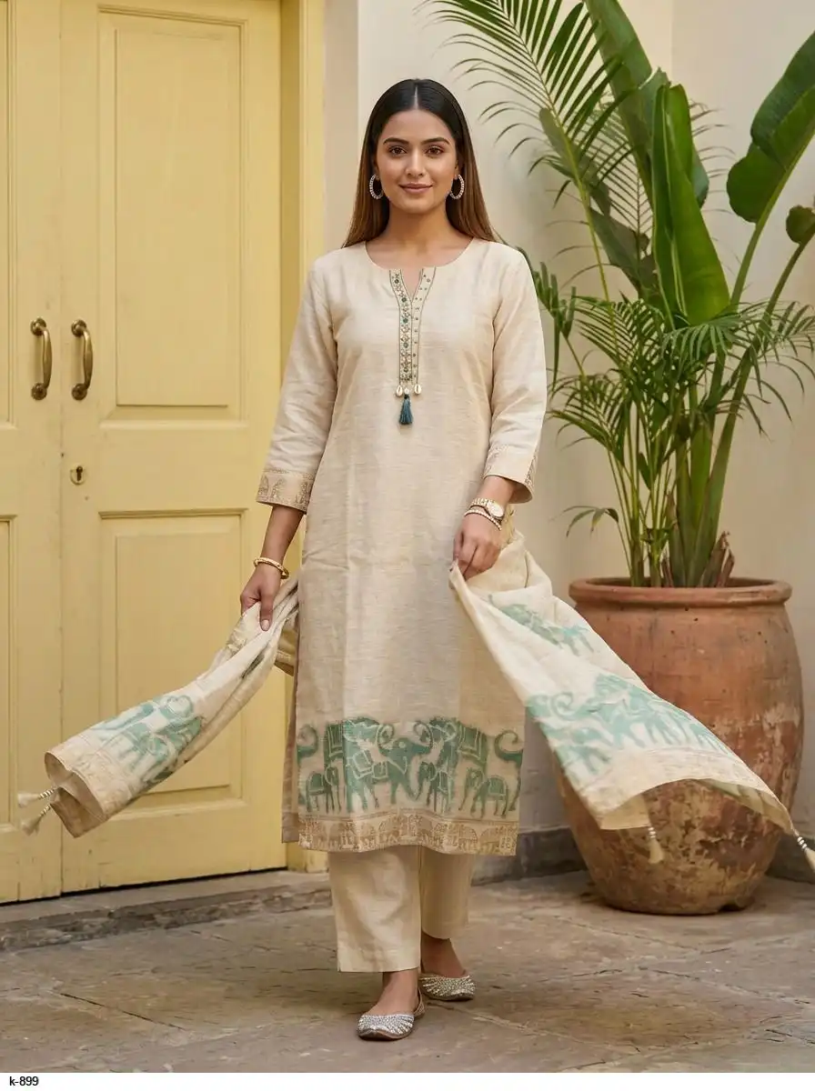 K 899 PURE JAMDANI KURTI B