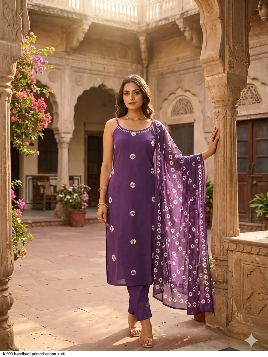 K 900 BANDHANI PRINTED COTTON KURTI 3