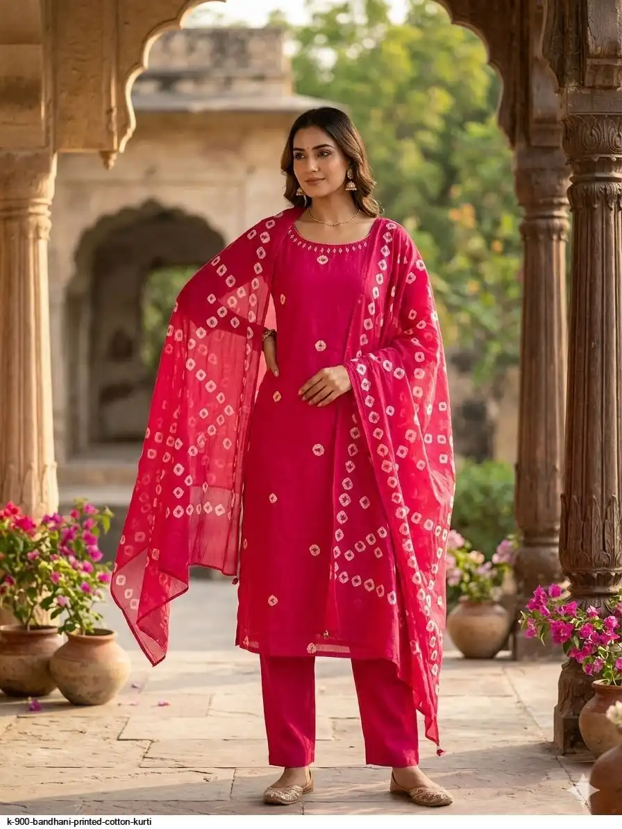 K 900 BANDHANI PRINTED COTTON KURTI 4