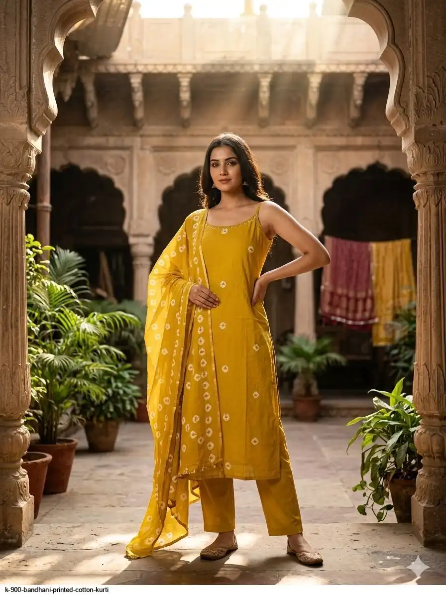 K 900 BANDHANI PRINTED COTTON KURTI 2
