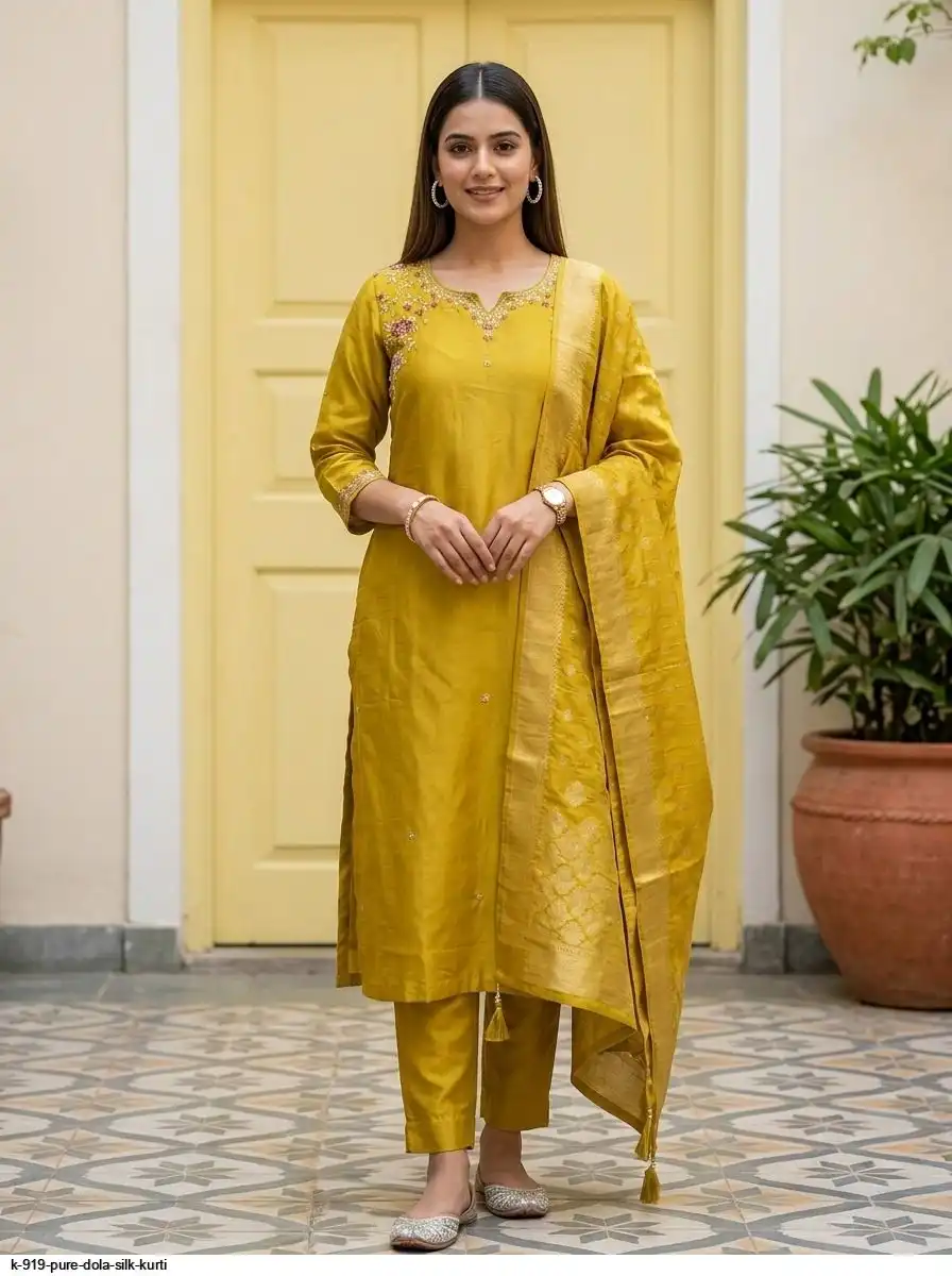 K 919 PURE DOLA SILK KURTI 2