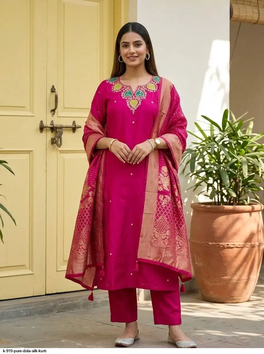 K 919 PURE DOLA SILK KURTI 4