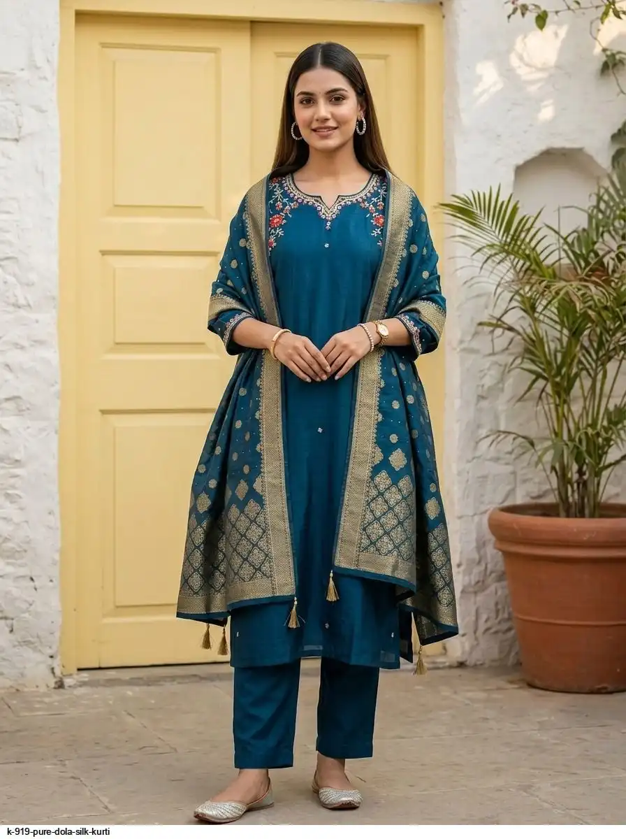 K 919 PURE DOLA SILK KURTI 3