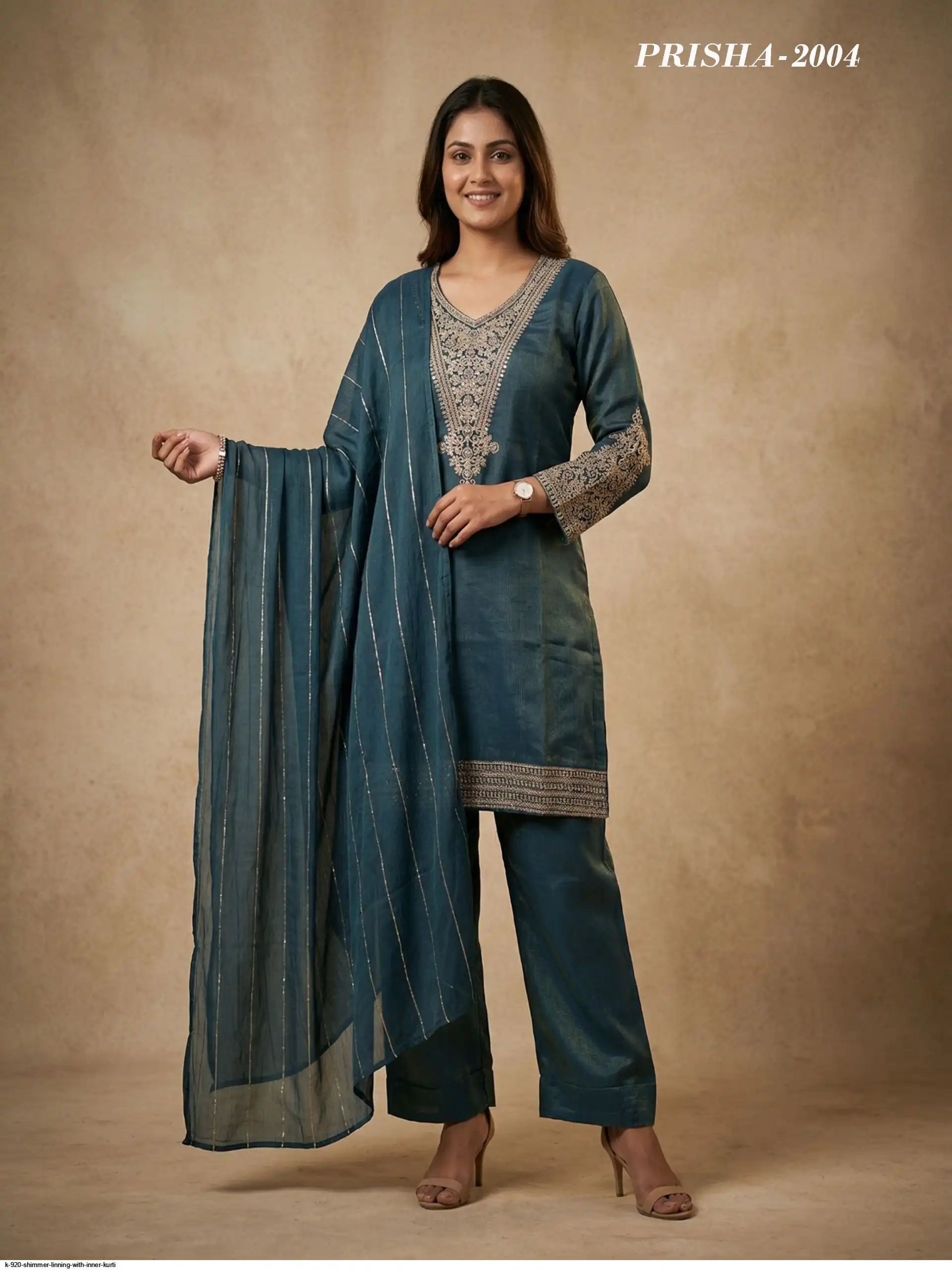 K 920 SHIMMER LINNING WITH INNER KURTI 2
