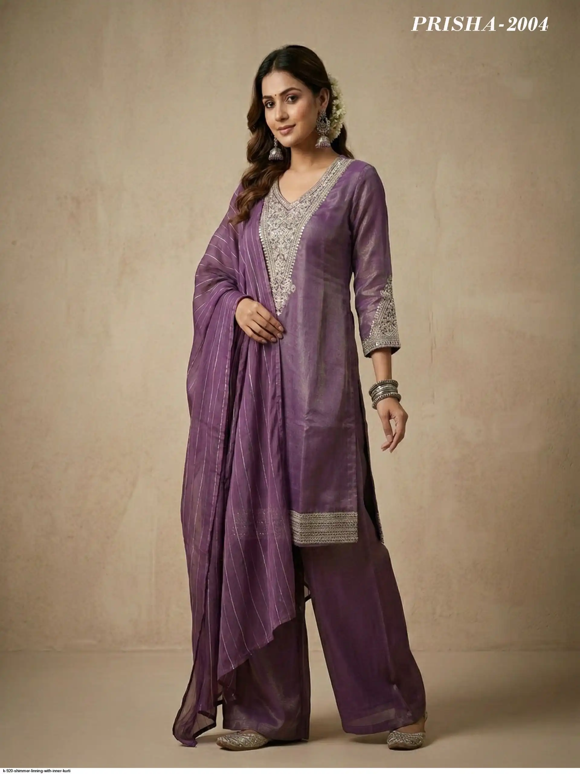 K 920 SHIMMER LINNING WITH INNER KURTI 4