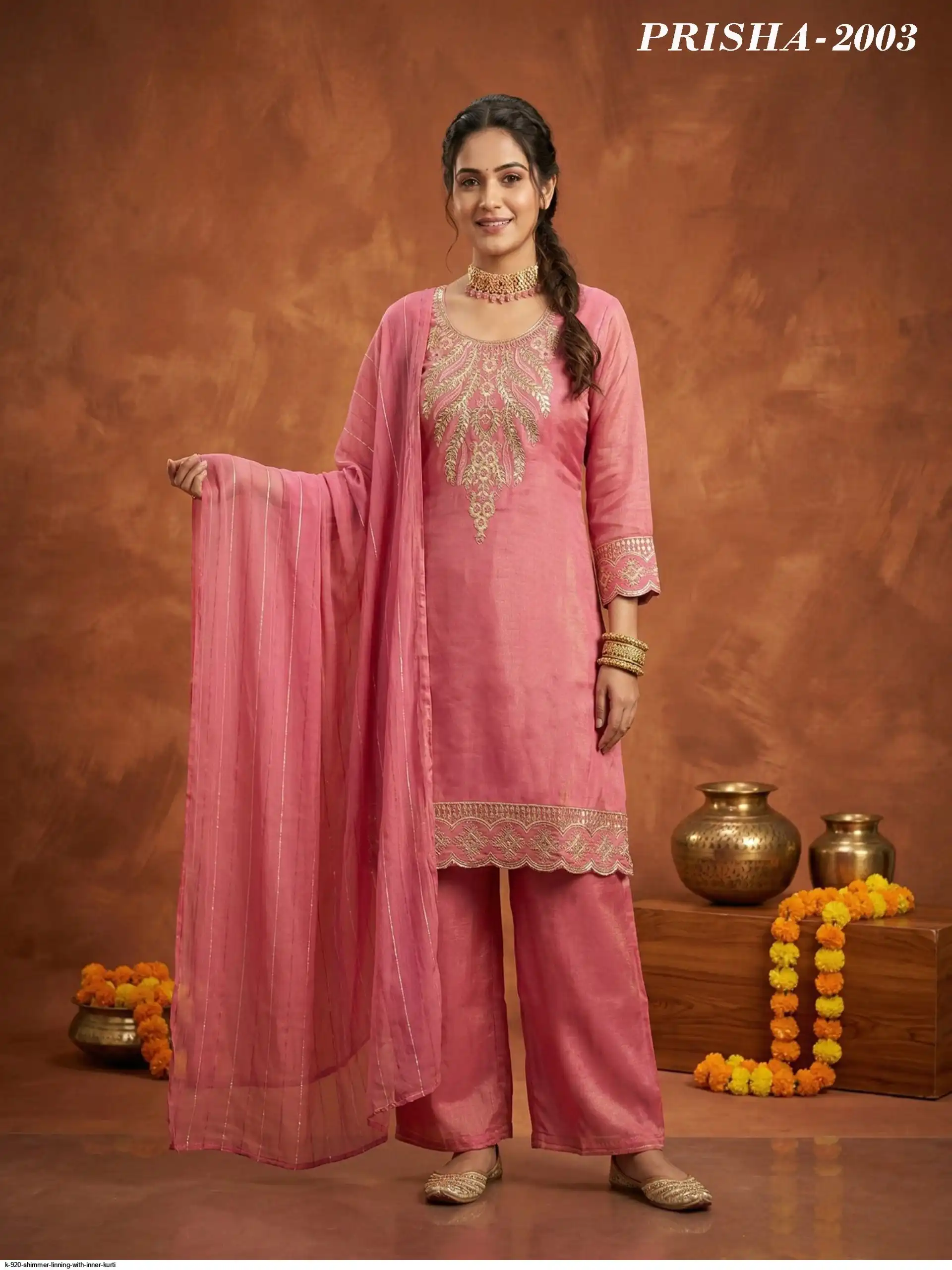 K 920 SHIMMER LINNING WITH INNER KURTI 8