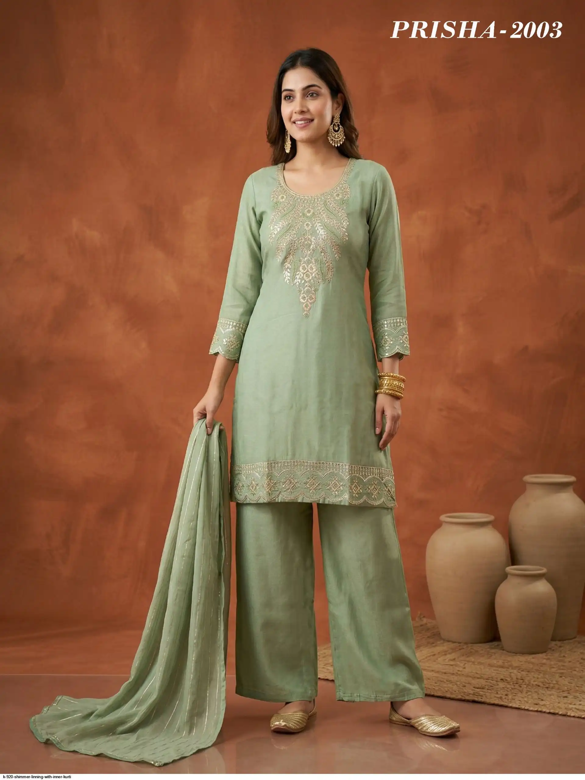 K 920 SHIMMER LINNING WITH INNER KURTI 9