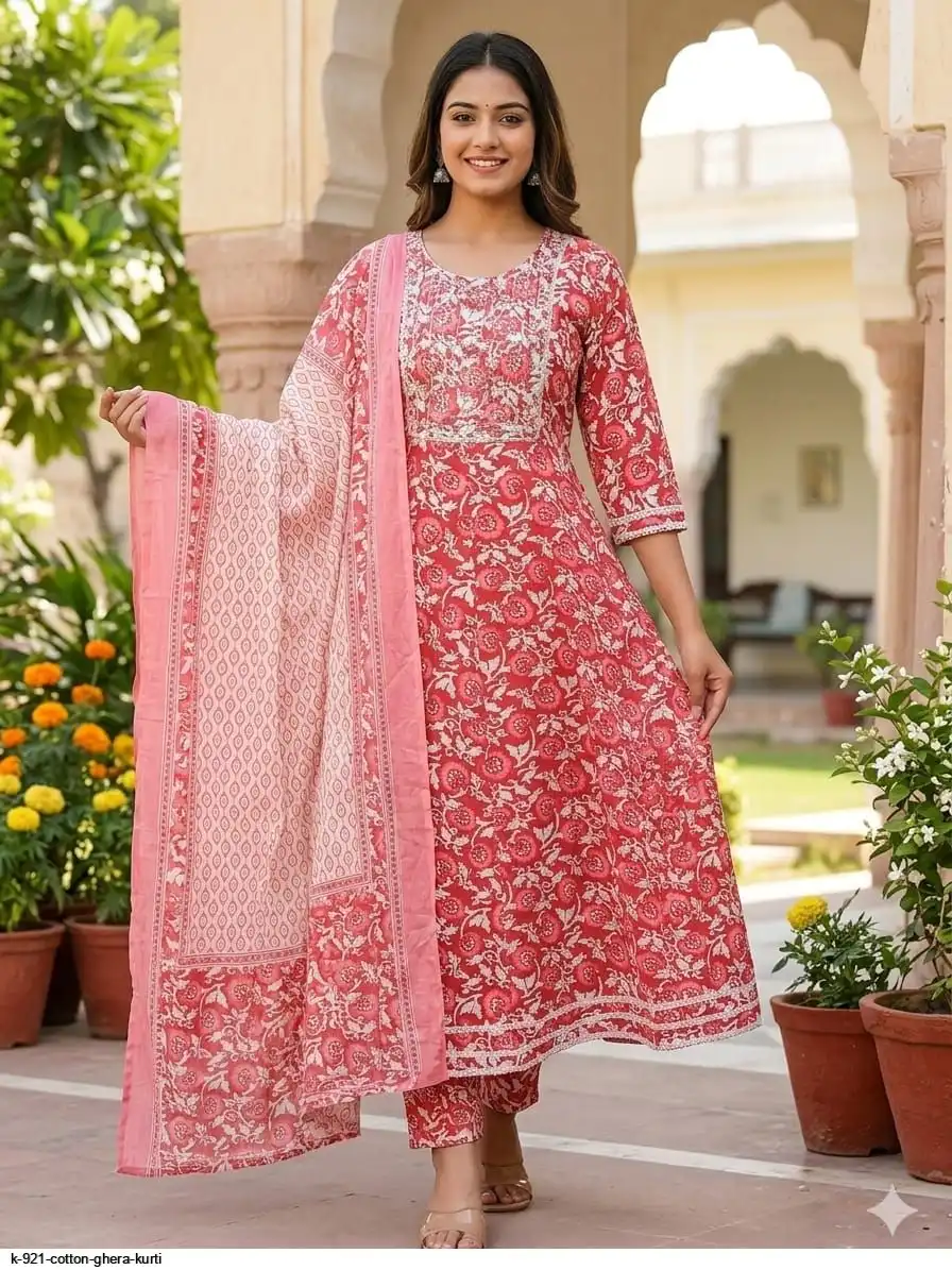K 921 COTTON GHERA KURTI 2