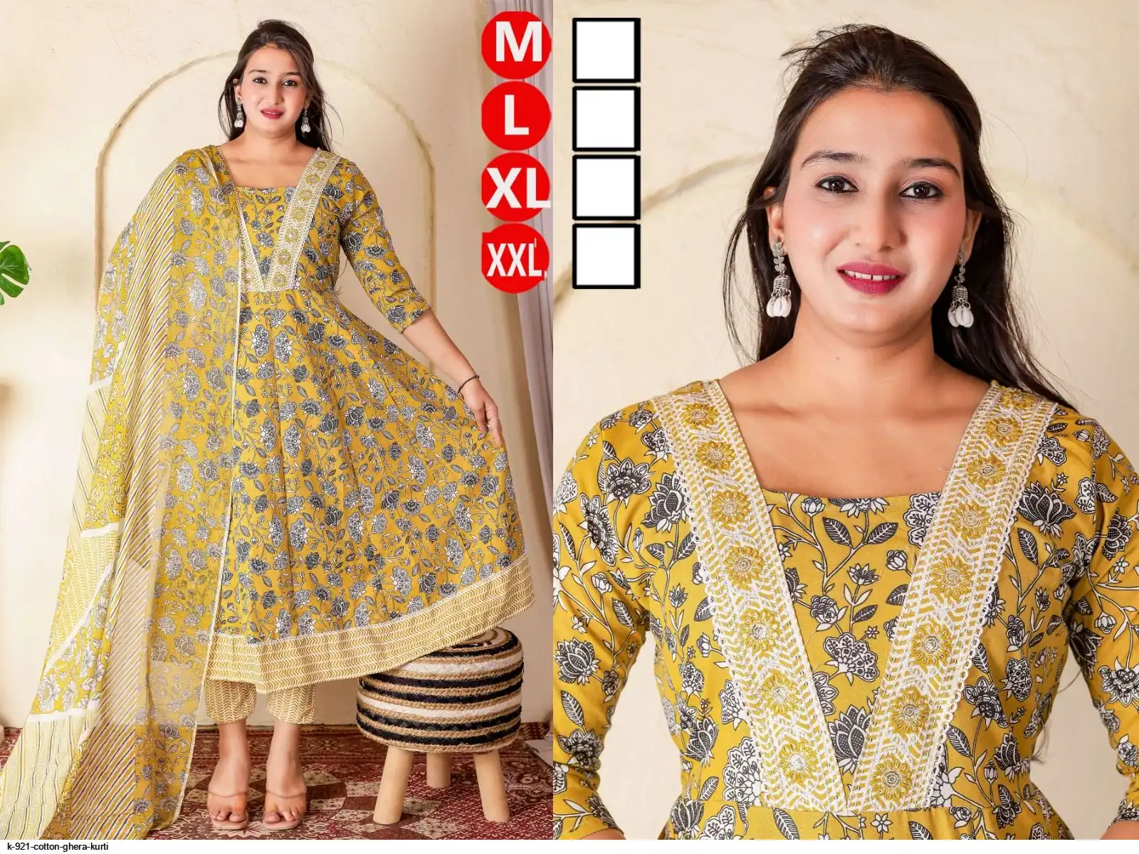 K 921 COTTON GHERA KURTI 3