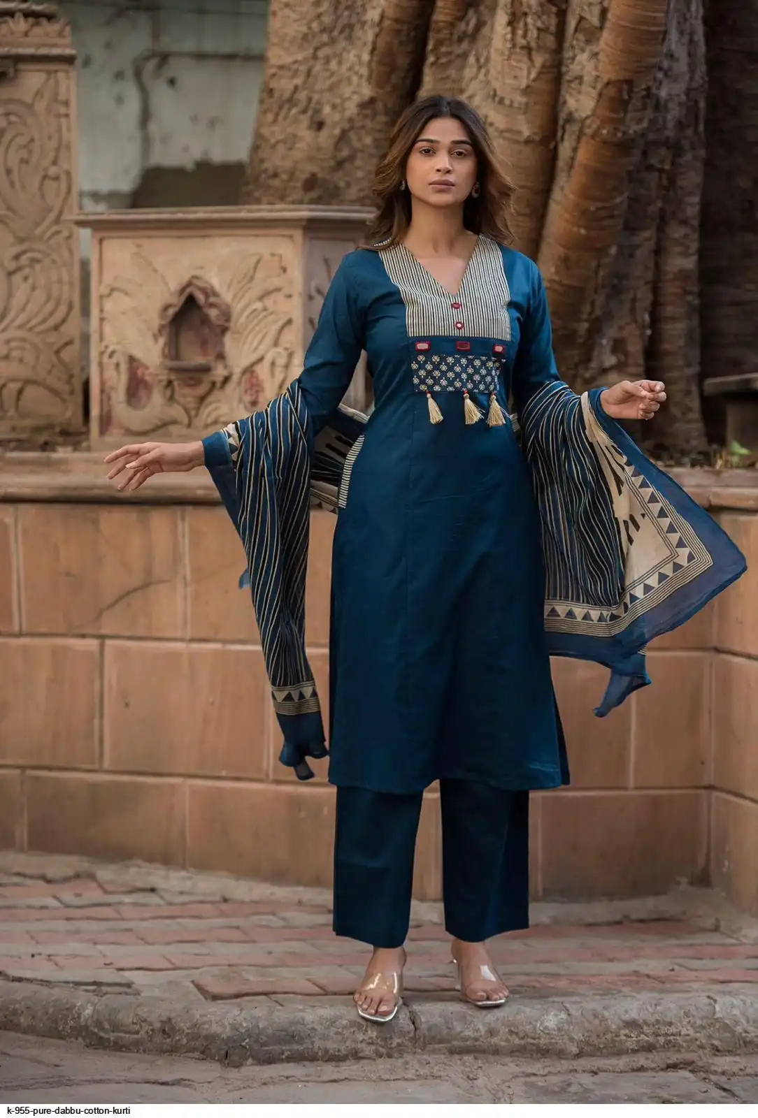 K 955 PURE DABBU COTTON KURTI 2