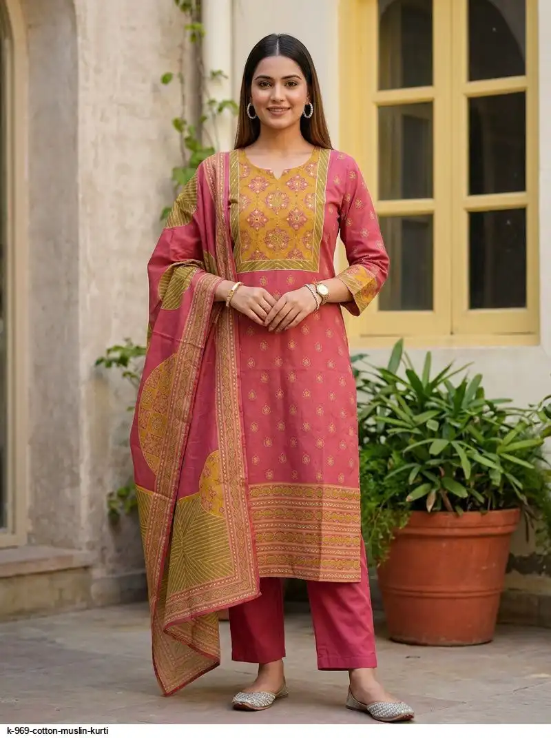 K 969 COTTON MUSLIN KURTI B