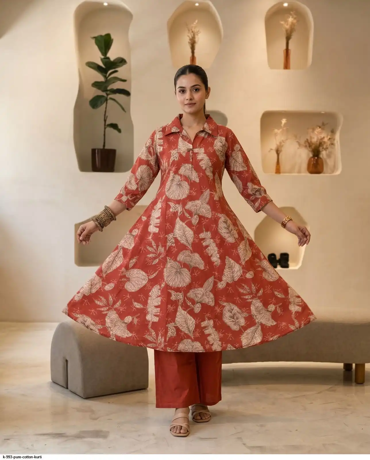 K 993 PURE COTTON KURTI H